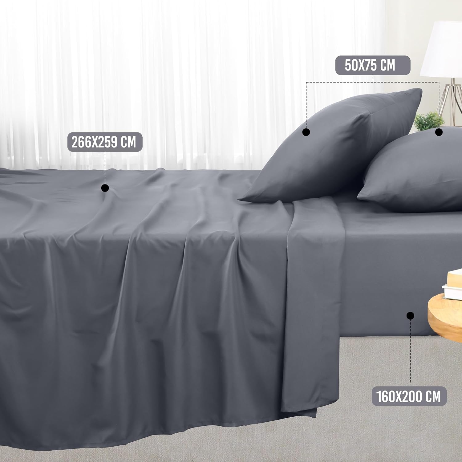 image:imageUtopia Bedding 4 Teilige Bettlaken Set 135x190cm Niederlndisches BlauGrau