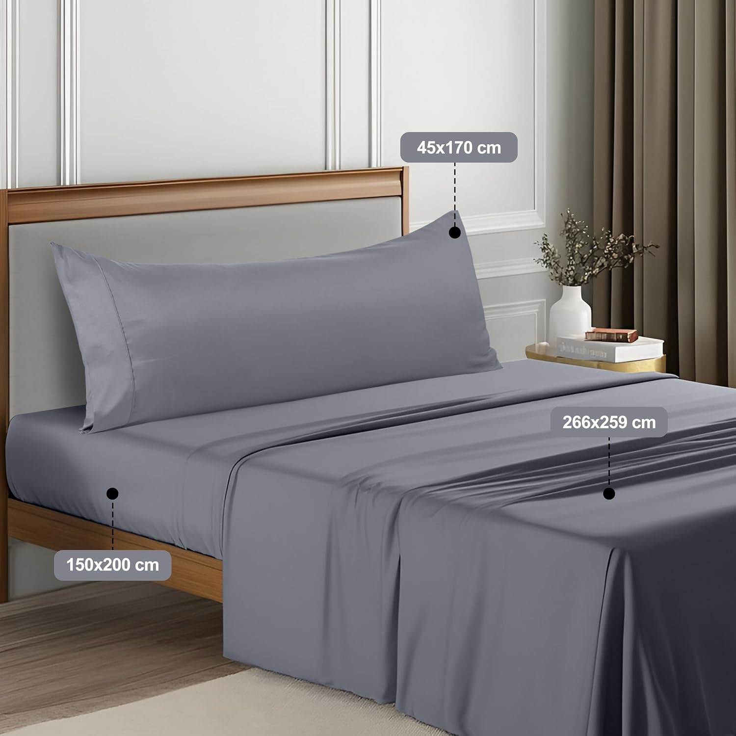 image:imageUtopia Bedding 4 Teilige Bettlaken Set 135x190cm Niederlndisches BlauGrau