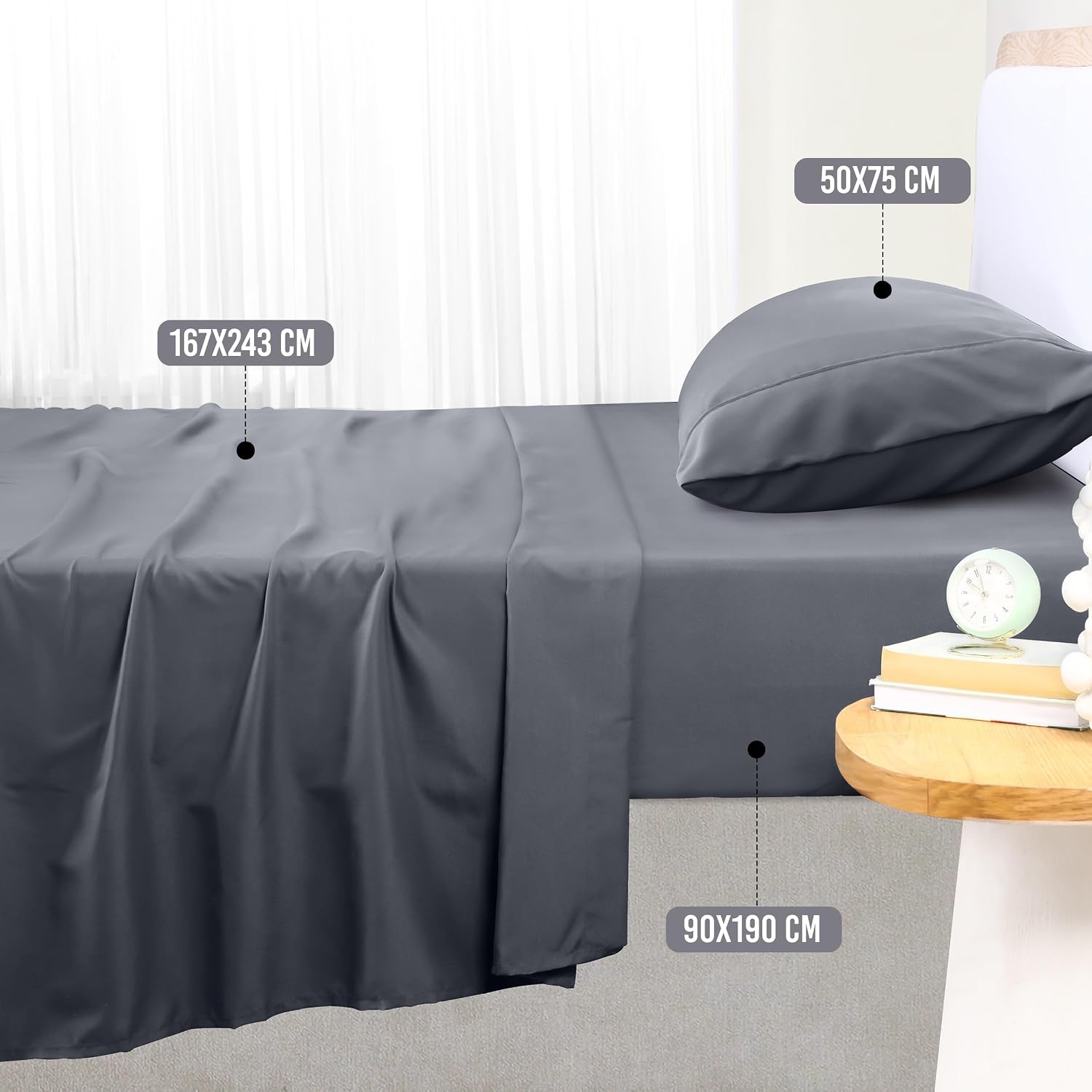 image:imageUtopia Bedding 4 Teilige Bettlaken Set 135x190cm Niederlndisches BlauGrau