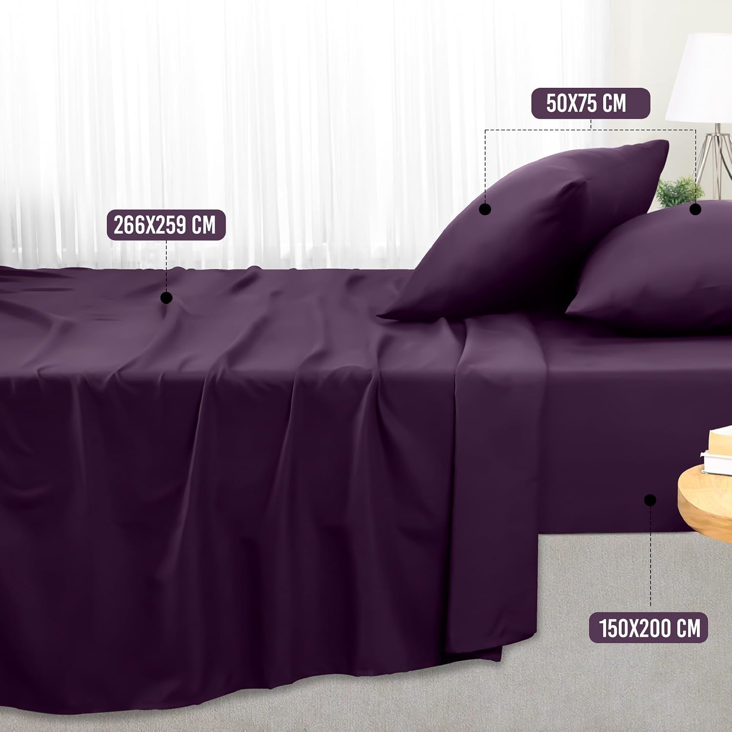image:imageUtopia Bedding 4 Teilige Bettlaken Set 135x190cm Niederlndisches BlauLila