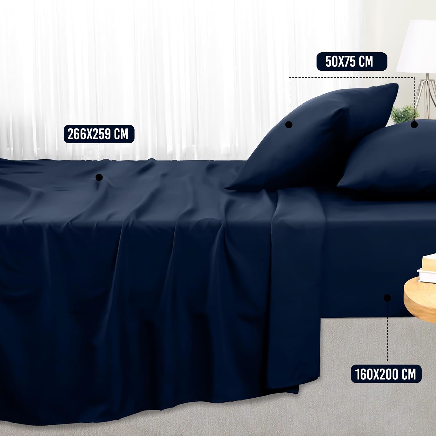 image:imageUtopia Bedding 4 Teilige Bettlaken Set 135x190cm Niederlndisches BlauMarineblau