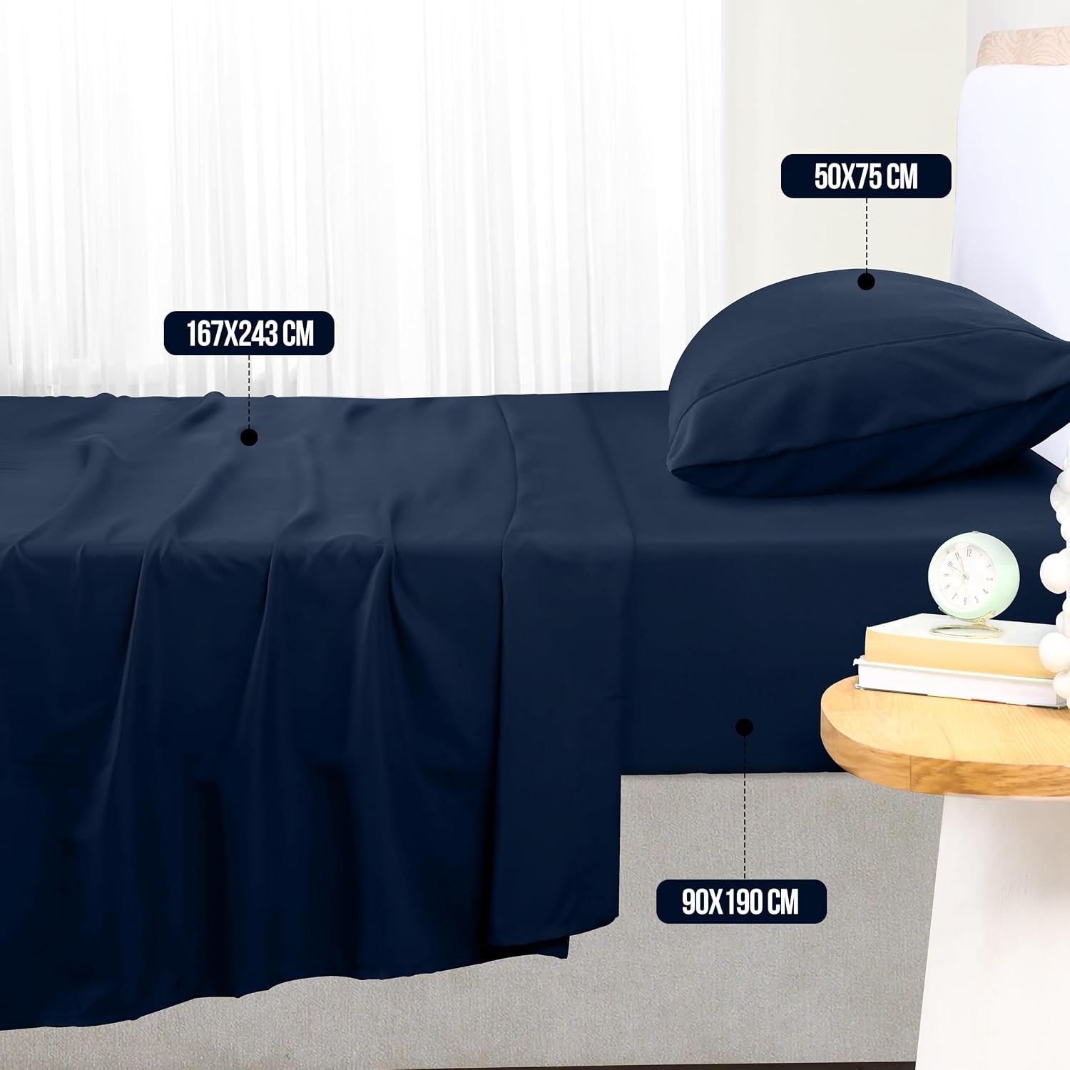 image:imageUtopia Bedding 4 Teilige Bettlaken Set 135x190cm Niederlndisches BlauMarineblau