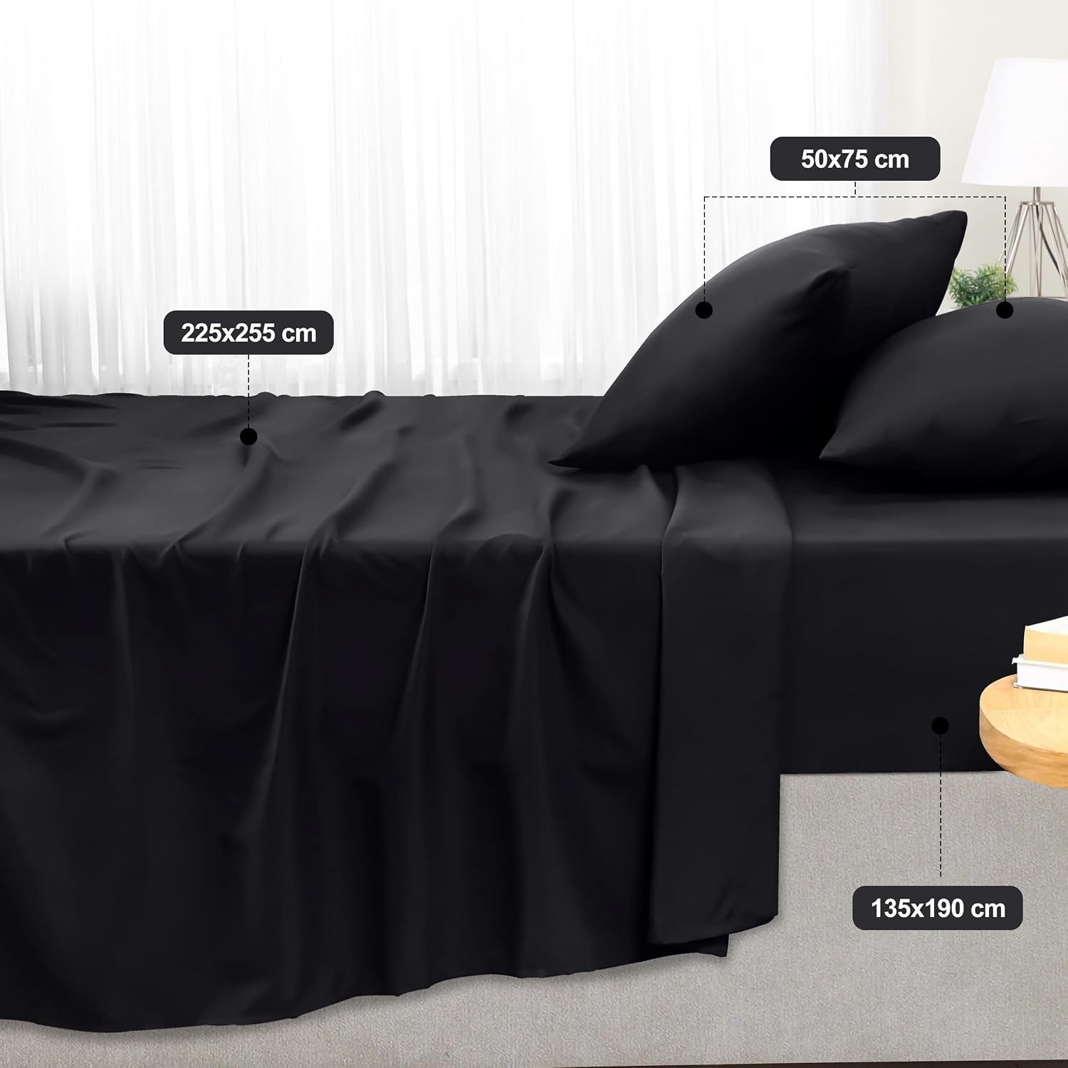 image:imageUtopia Bedding 4 Teilige Bettlaken Set 135x190cm Niederlndisches BlauSchwarz