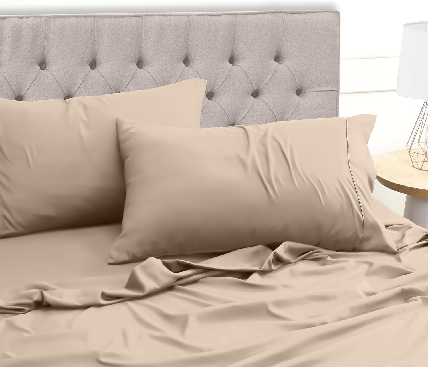 image:imageUtopia Bedding 4 Teilige Bettlaken Set 180x200cm BurgunderrotBeige