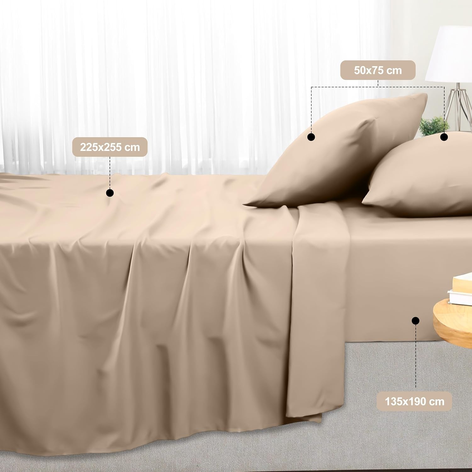 image:imageUtopia Bedding 4 Teilige Bettlaken Set 180x200cm BurgunderrotBeige
