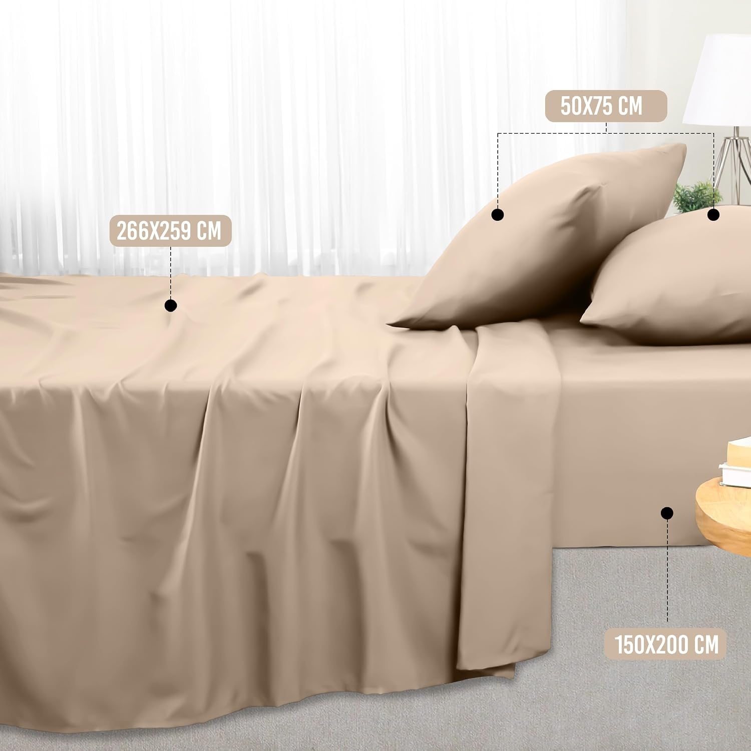 image:imageUtopia Bedding 4 Teilige Bettlaken Set 180x200cm BurgunderrotBeige
