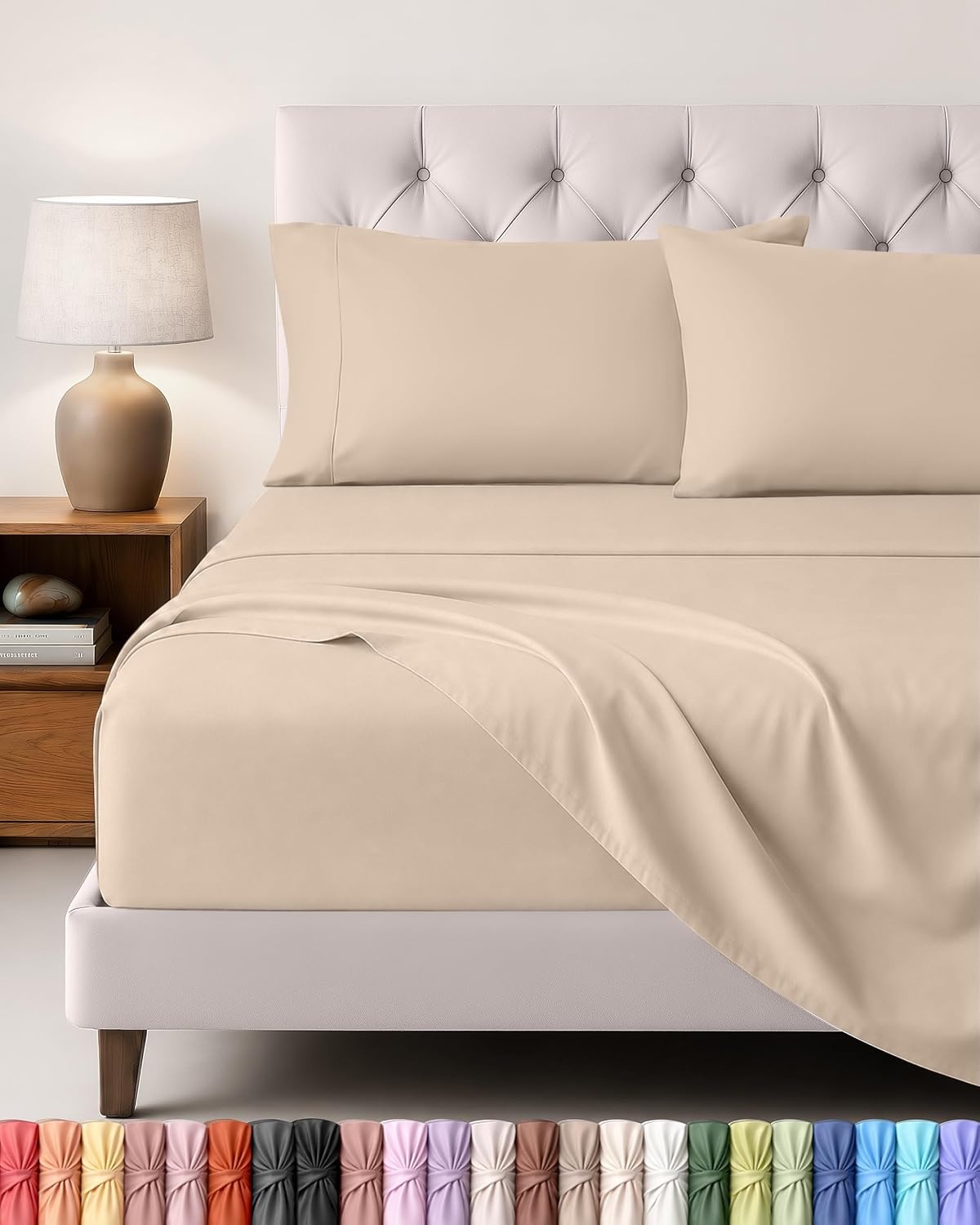 image:imageUtopia Bedding 4 Teilige Bettlaken Set 180x200cm BurgunderrotBeige