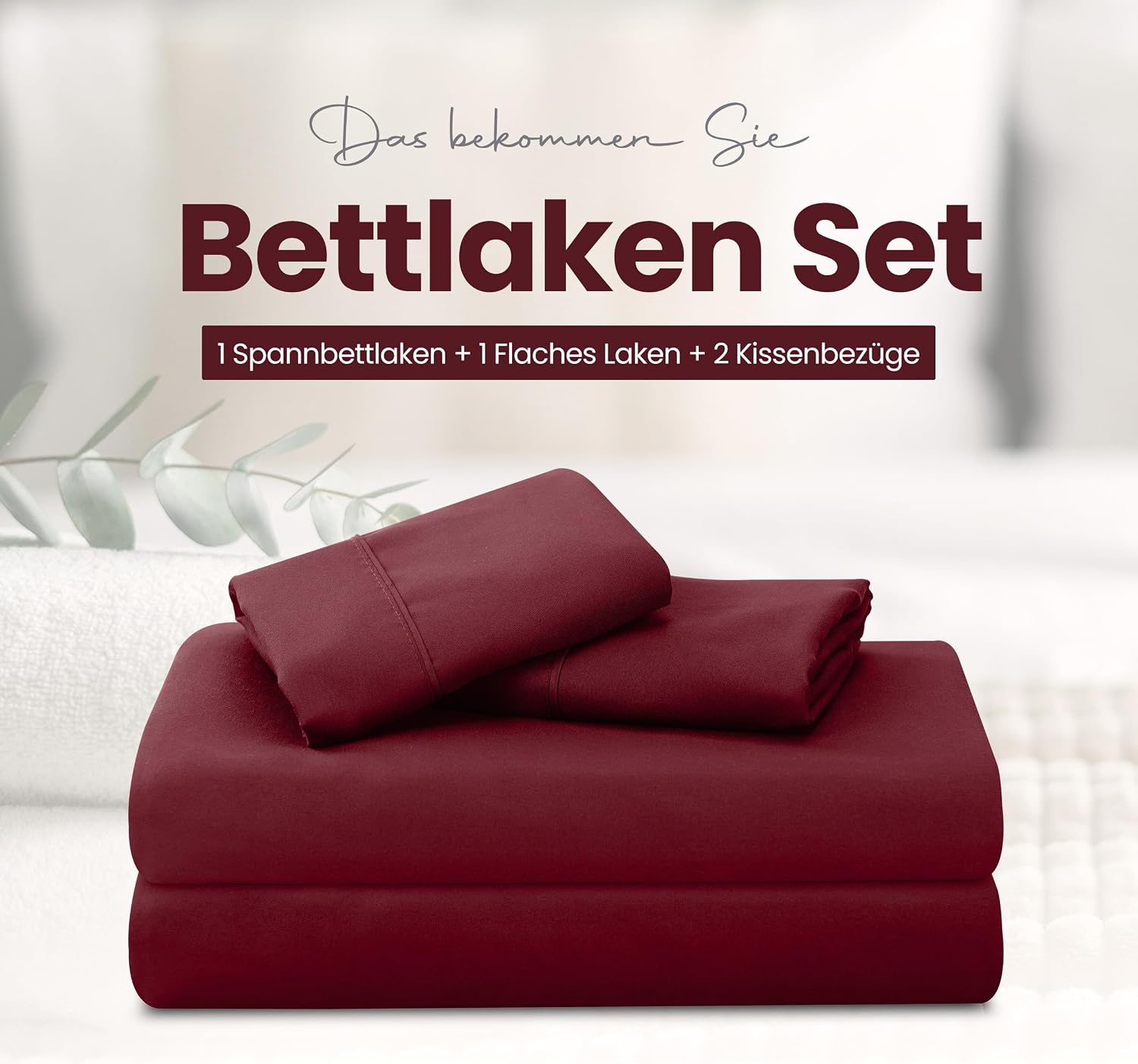 image:imageUtopia Bedding 4 Teilige Bettlaken Set 180x200cm BurgunderrotBurgunderfarben
