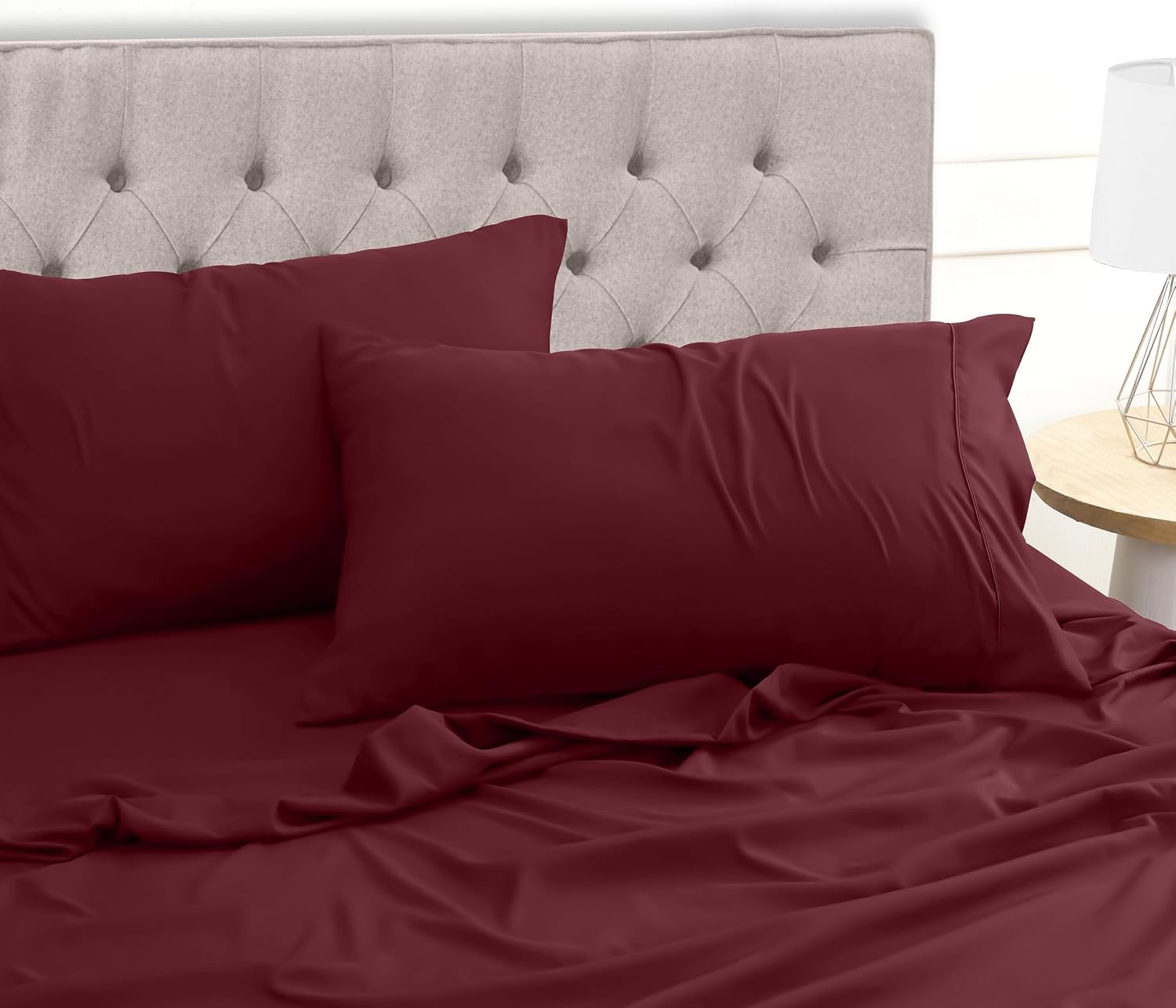 image:imageUtopia Bedding 4 Teilige Bettlaken Set 180x200cm BurgunderrotBurgunderrot
