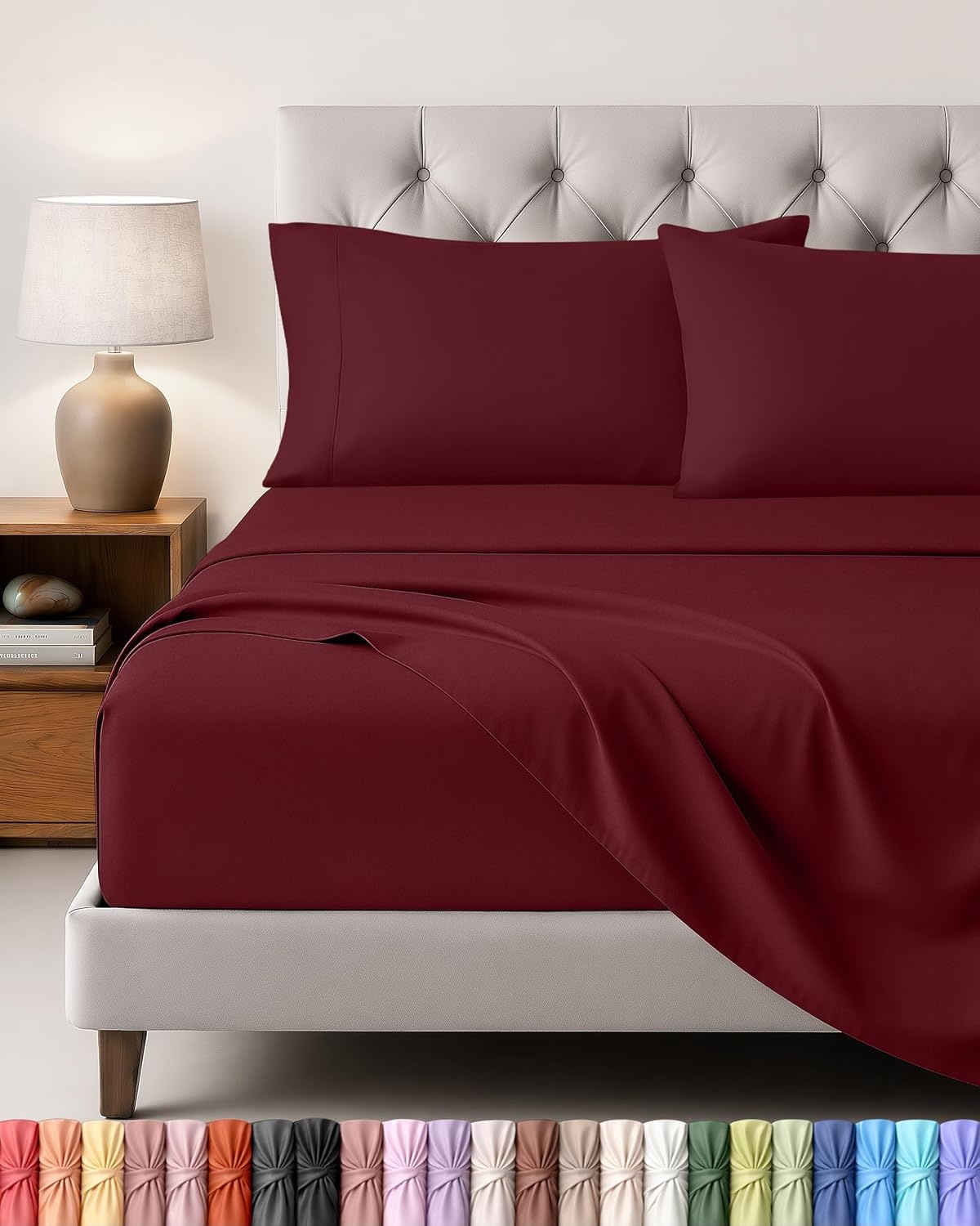 image:imageUtopia Bedding 4 Teilige Bettlaken Set 180x200cm BurgunderrotBurgunderrot