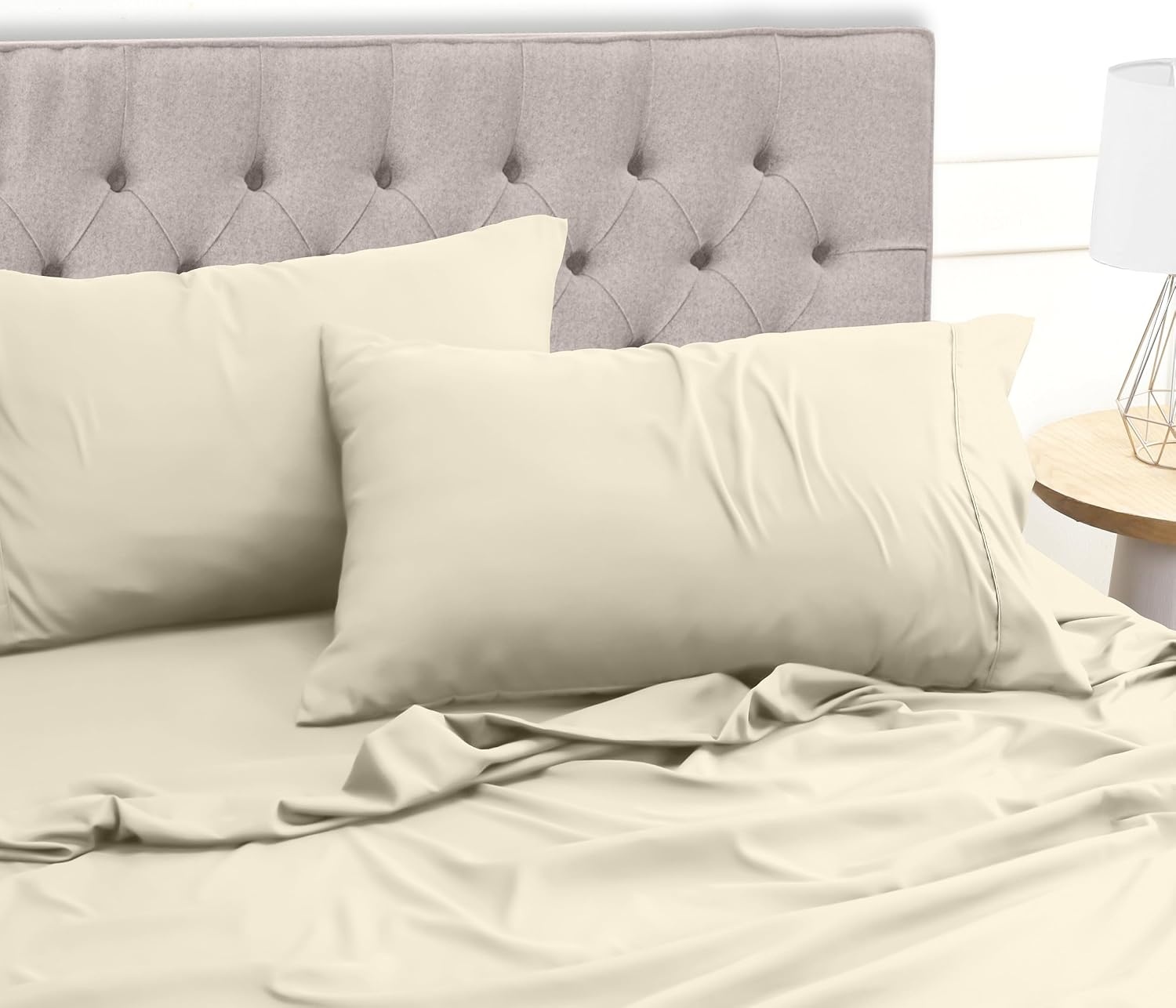 image:imageUtopia Bedding 4 Teilige Bettlaken Set 180x200cm BurgunderrotElfenbein