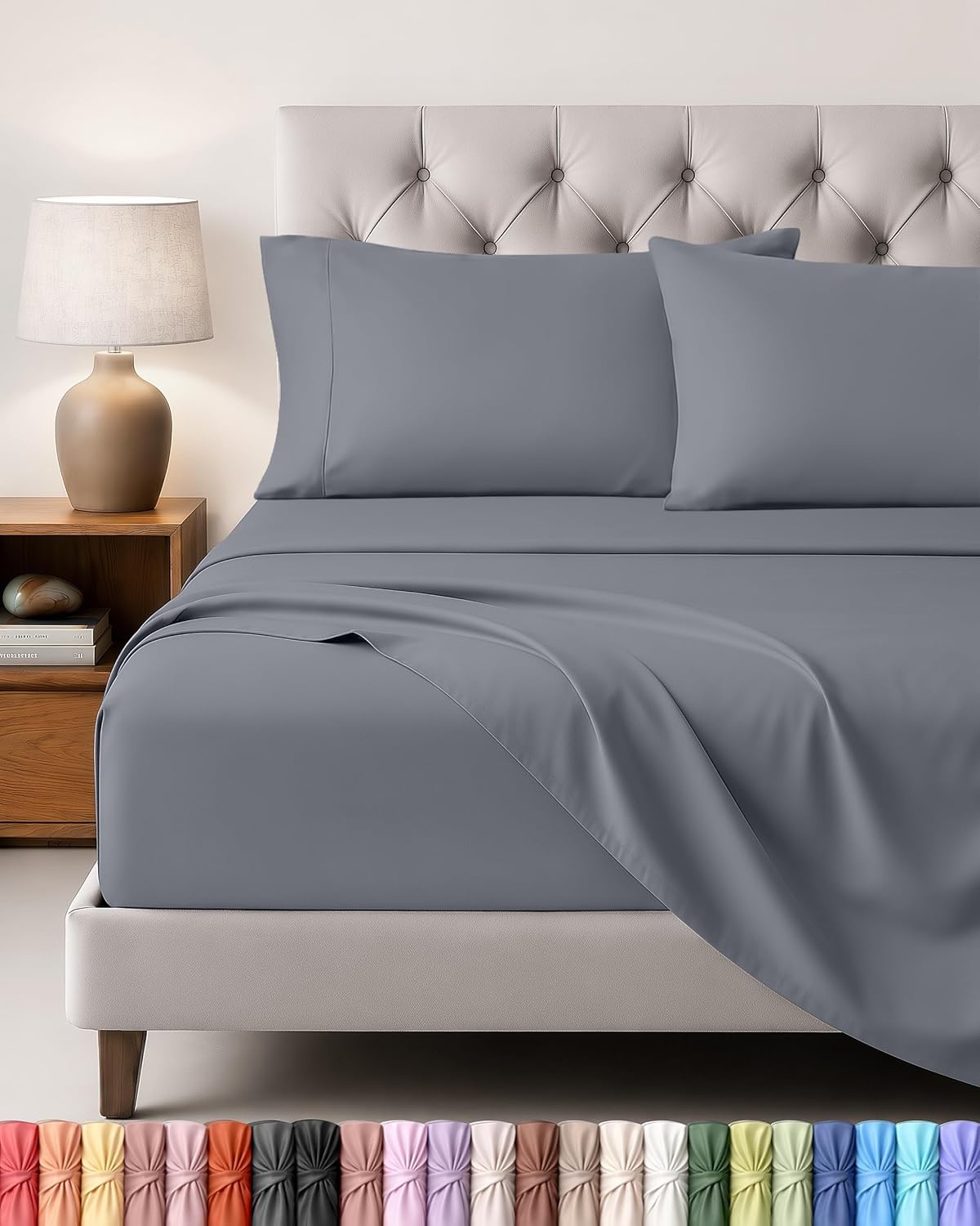 image:imageUtopia Bedding 4 Teilige Bettlaken Set 180x200cm BurgunderrotGrau