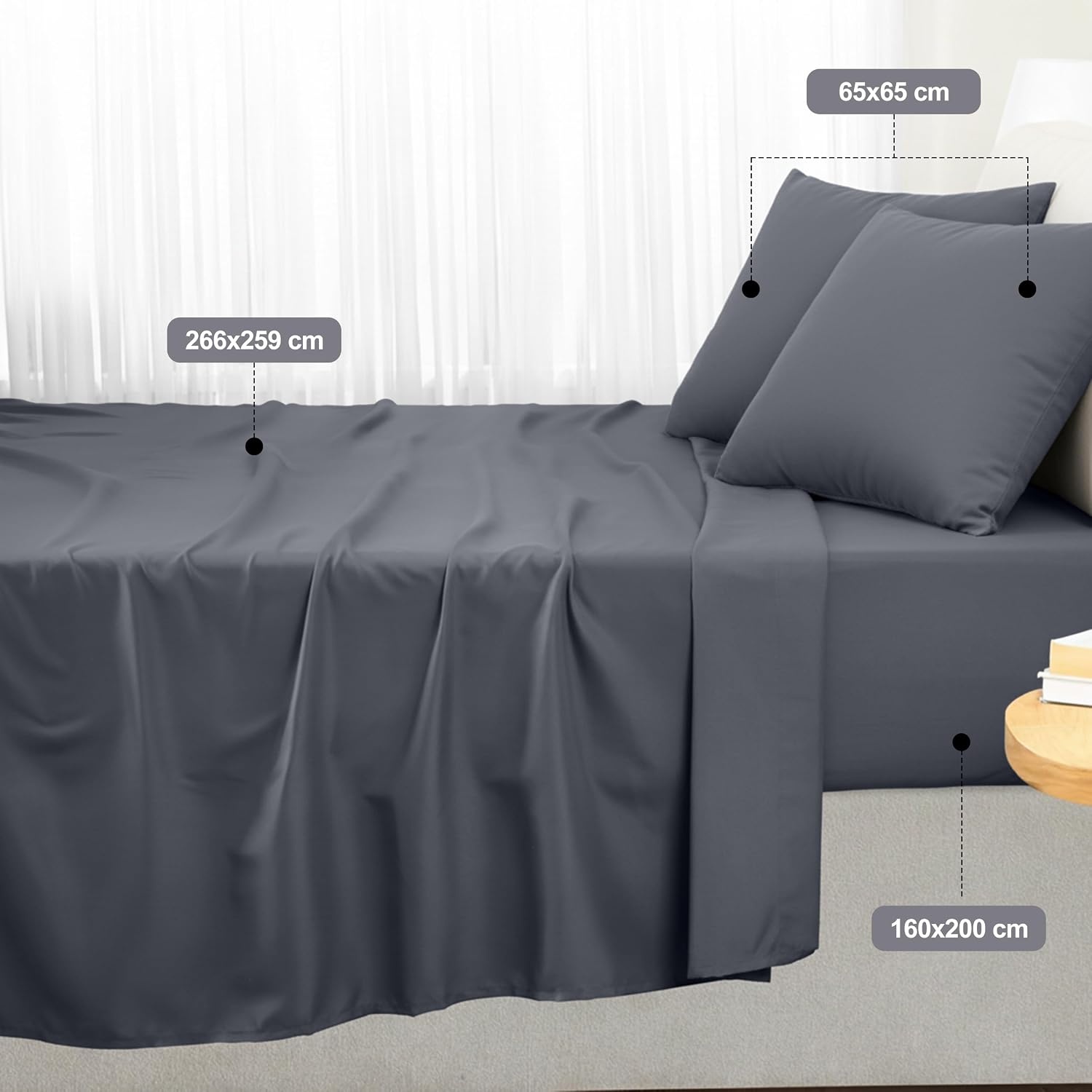 image:imageUtopia Bedding 4 Teilige Bettlaken Set 180x200cm BurgunderrotGrau