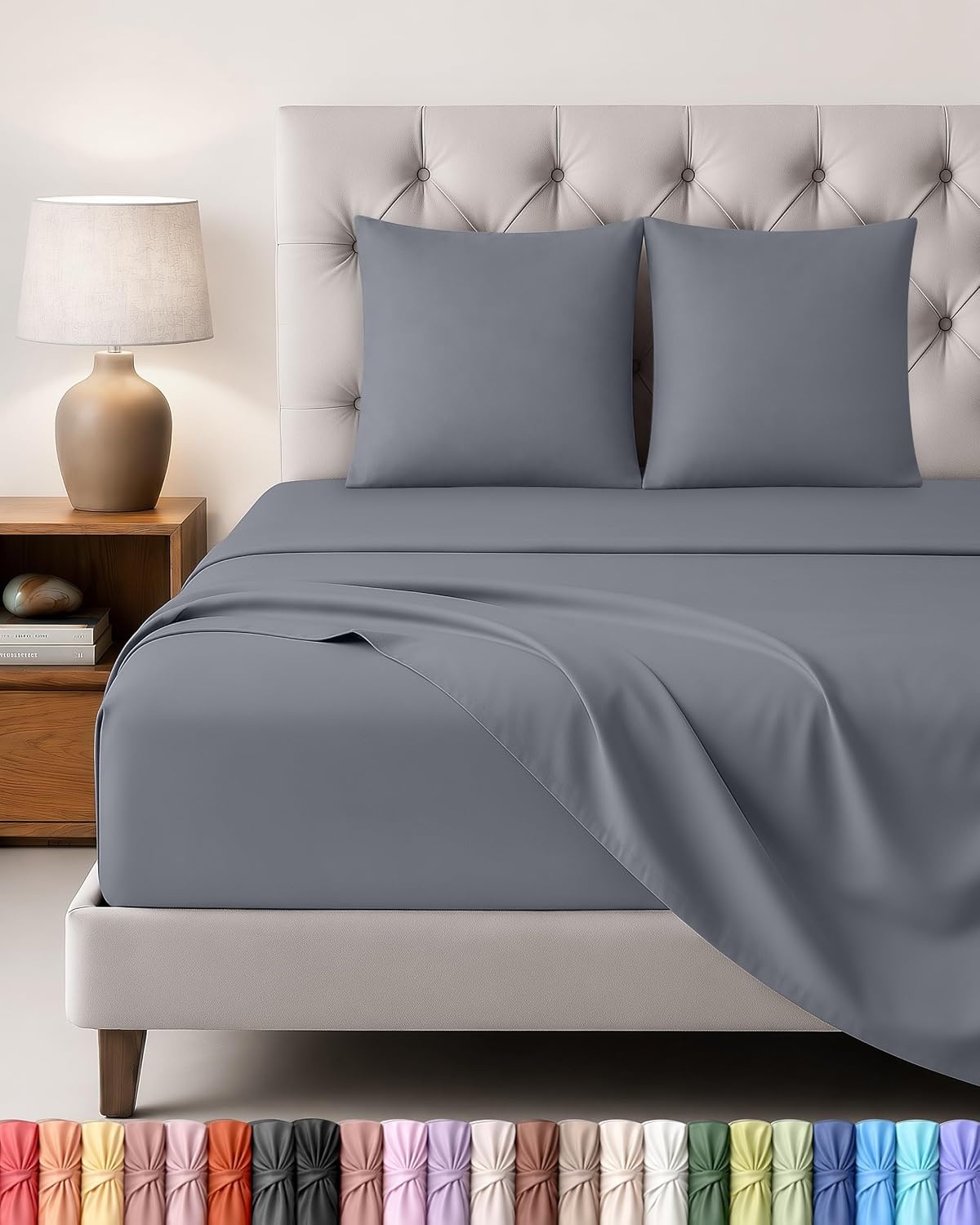 image:imageUtopia Bedding 4 Teilige Bettlaken Set 180x200cm BurgunderrotGrau