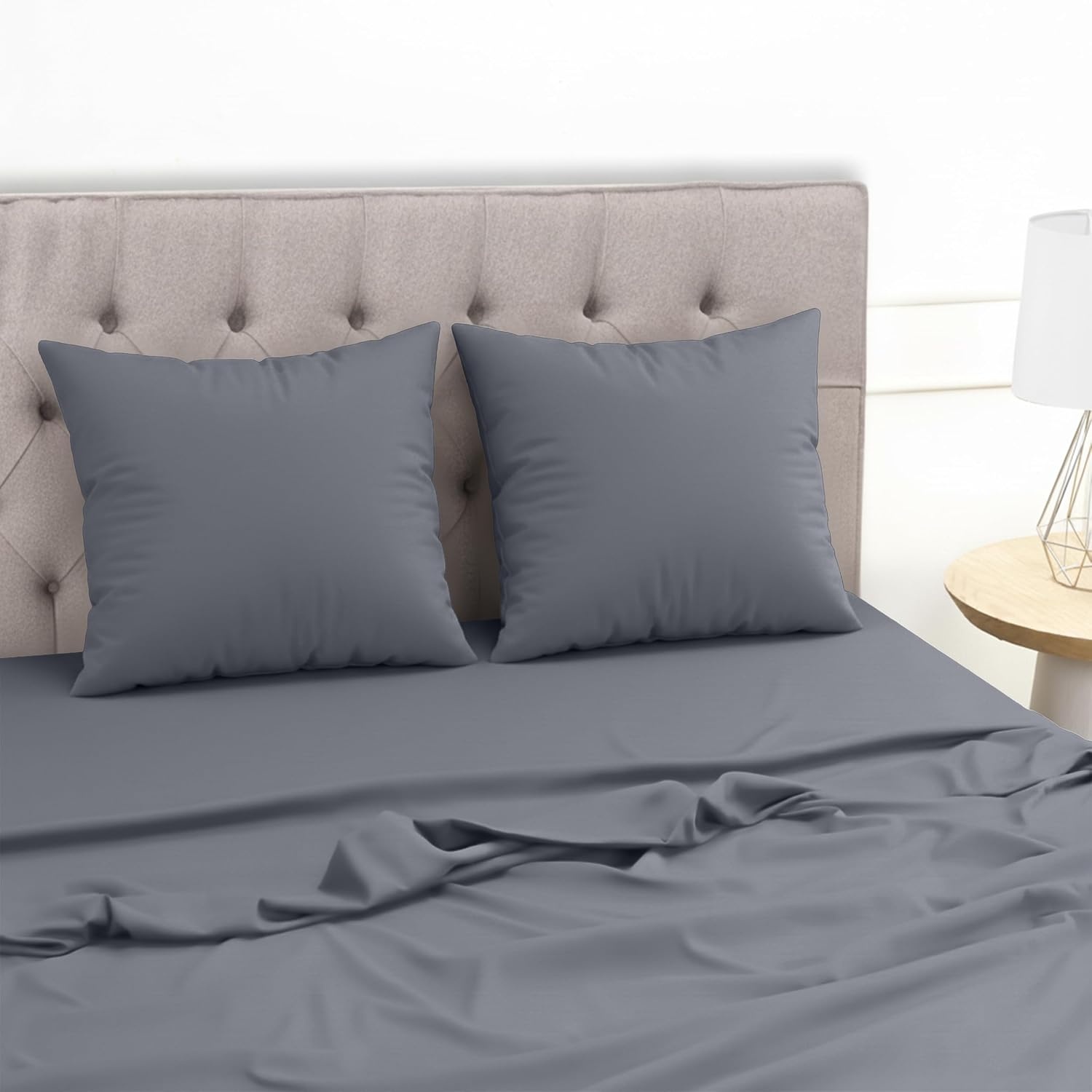 image:imageUtopia Bedding 4 Teilige Bettlaken Set 180x200cm BurgunderrotGrau