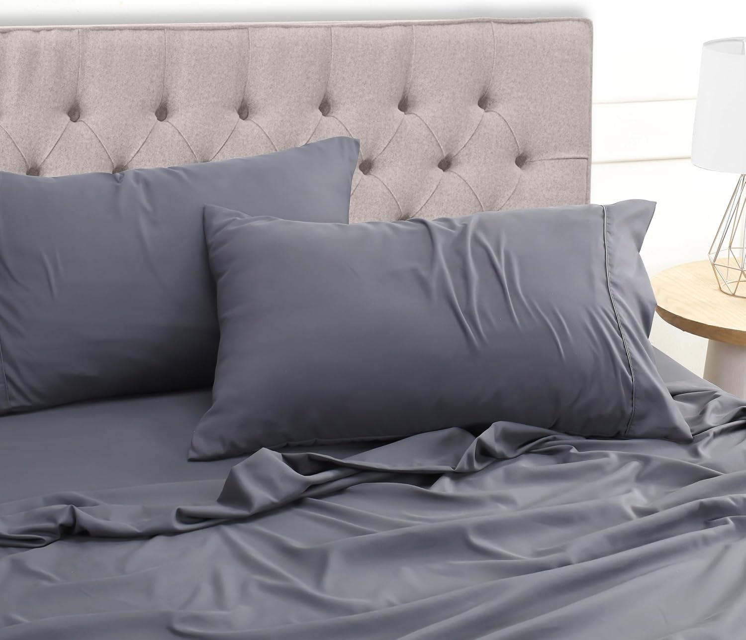 image:imageUtopia Bedding 4 Teilige Bettlaken Set 180x200cm BurgunderrotGrau