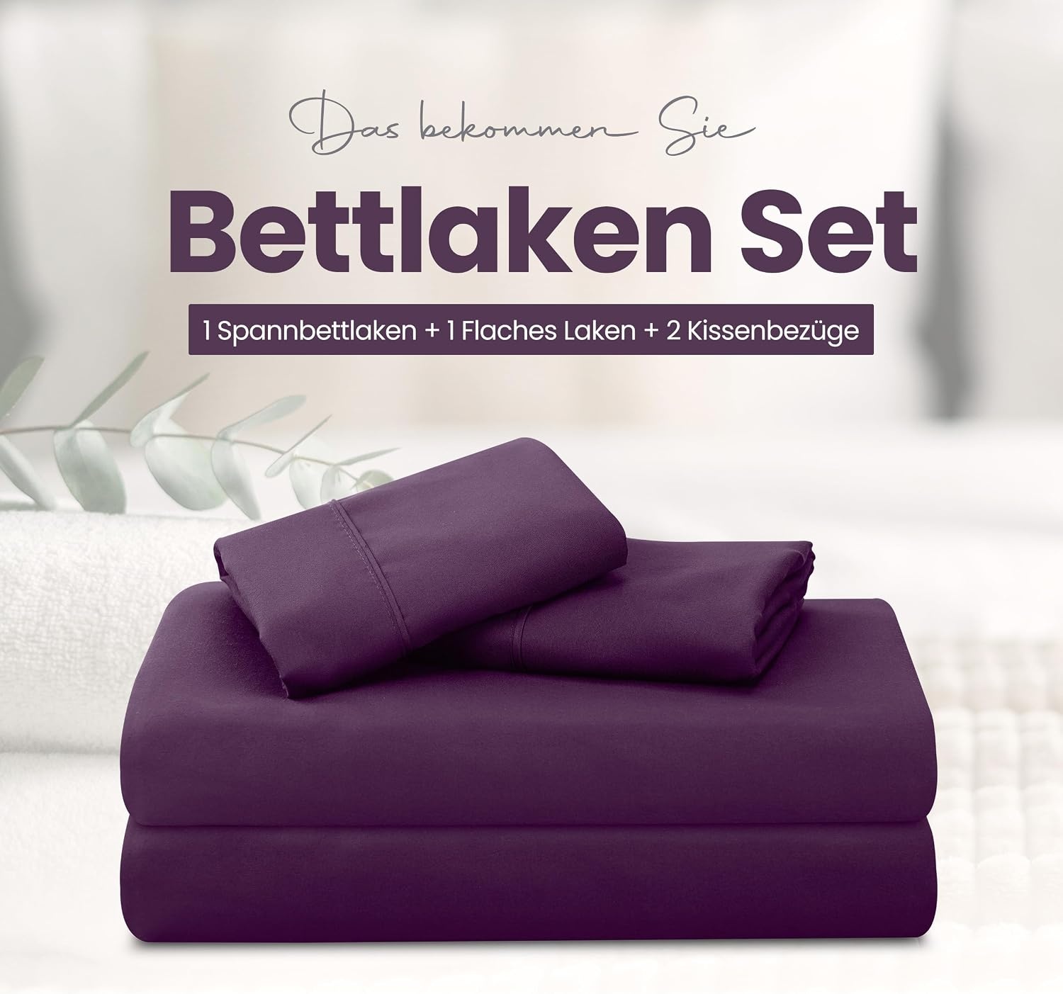 image:imageUtopia Bedding 4 Teilige Bettlaken Set 180x200cm BurgunderrotLila