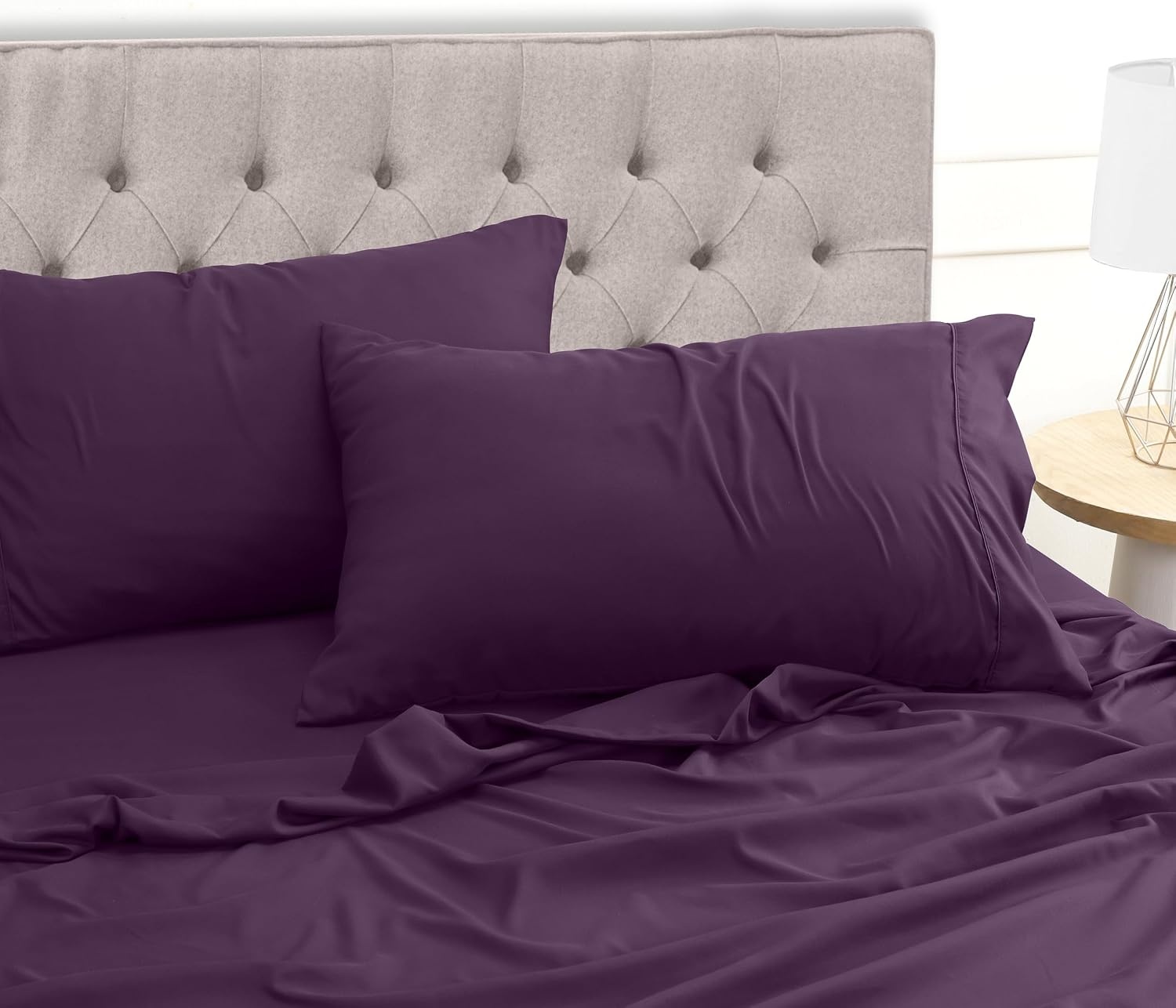 image:imageUtopia Bedding 4 Teilige Bettlaken Set 180x200cm BurgunderrotLila