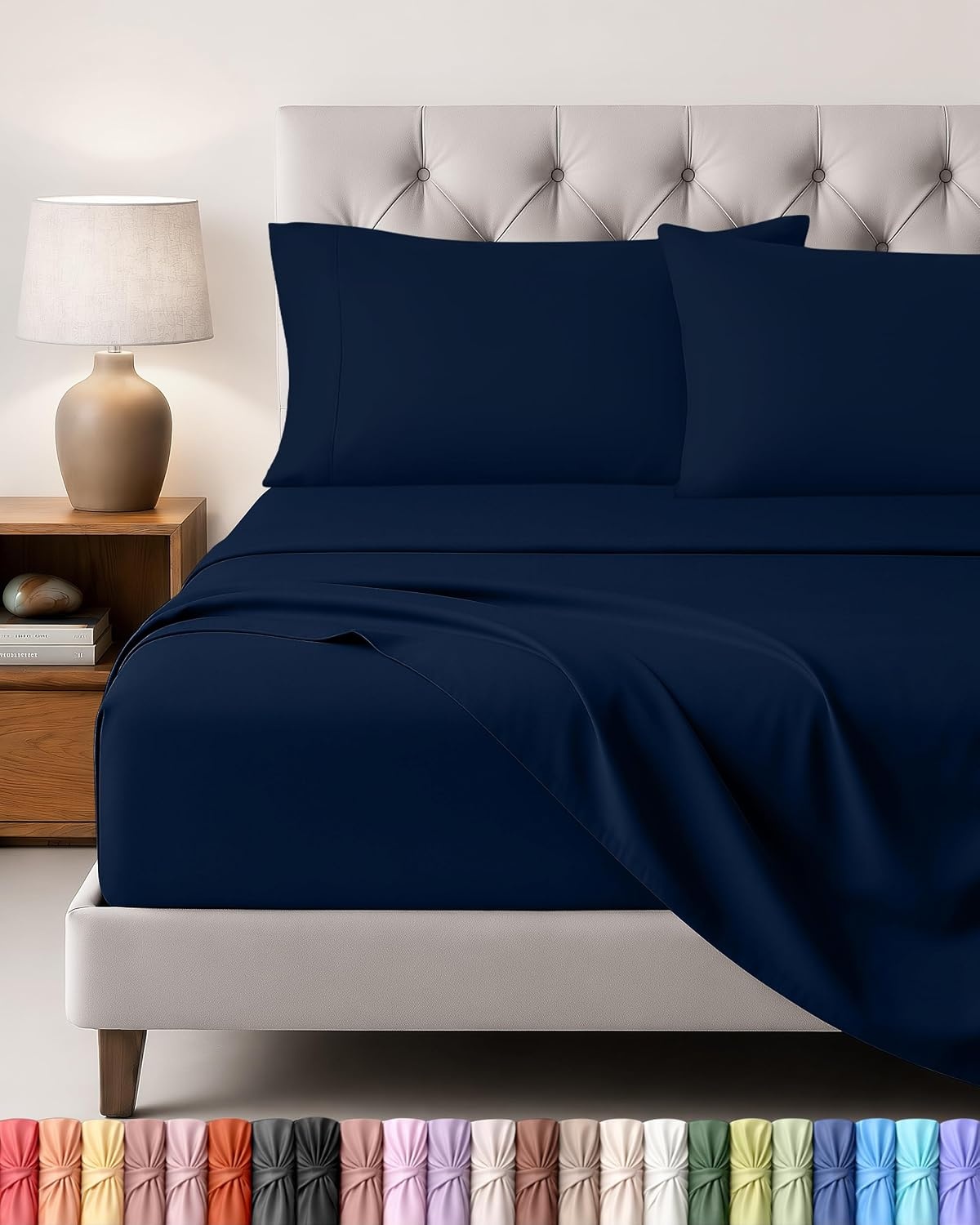 image:imageUtopia Bedding 4 Teilige Bettlaken Set 180x200cm BurgunderrotMarineblau