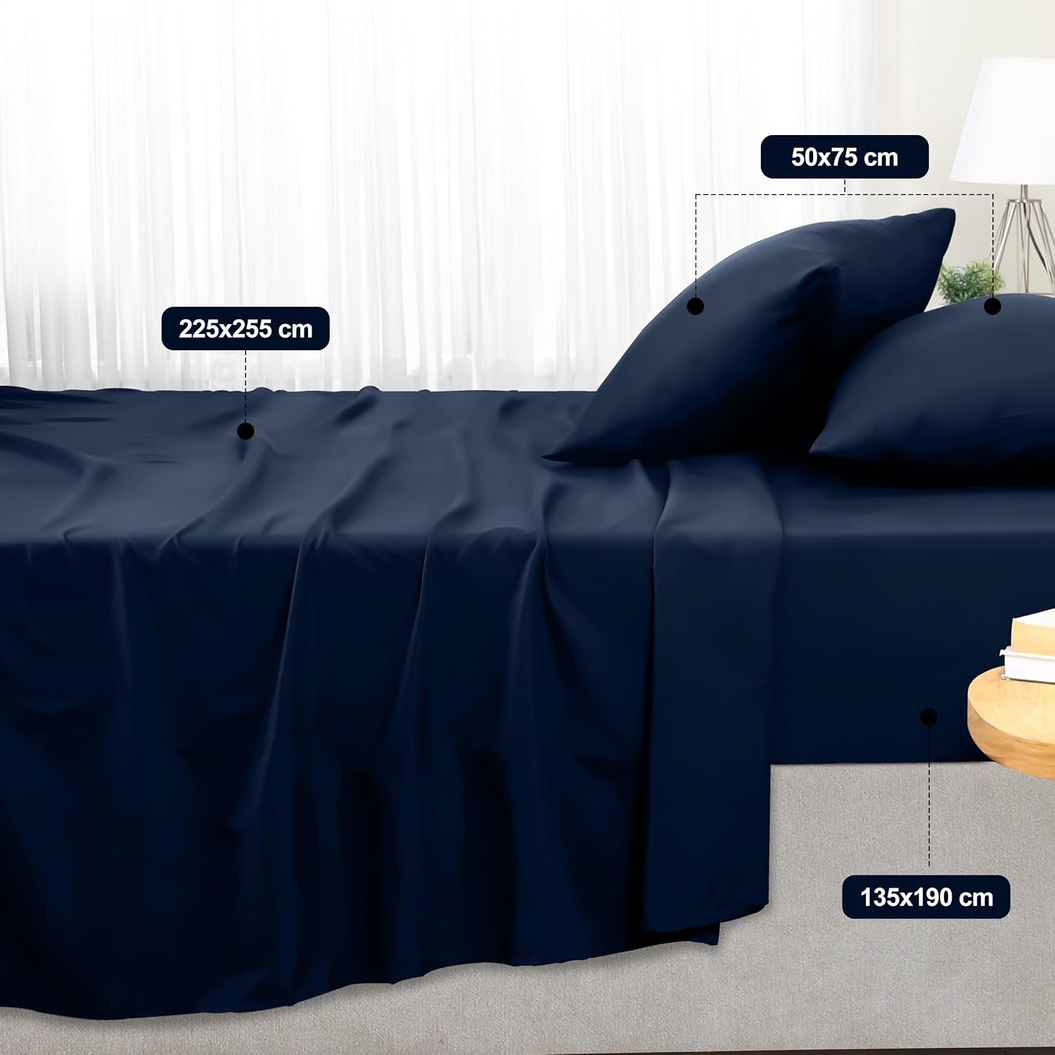 image:imageUtopia Bedding 4 Teilige Bettlaken Set 180x200cm BurgunderrotMarineblau
