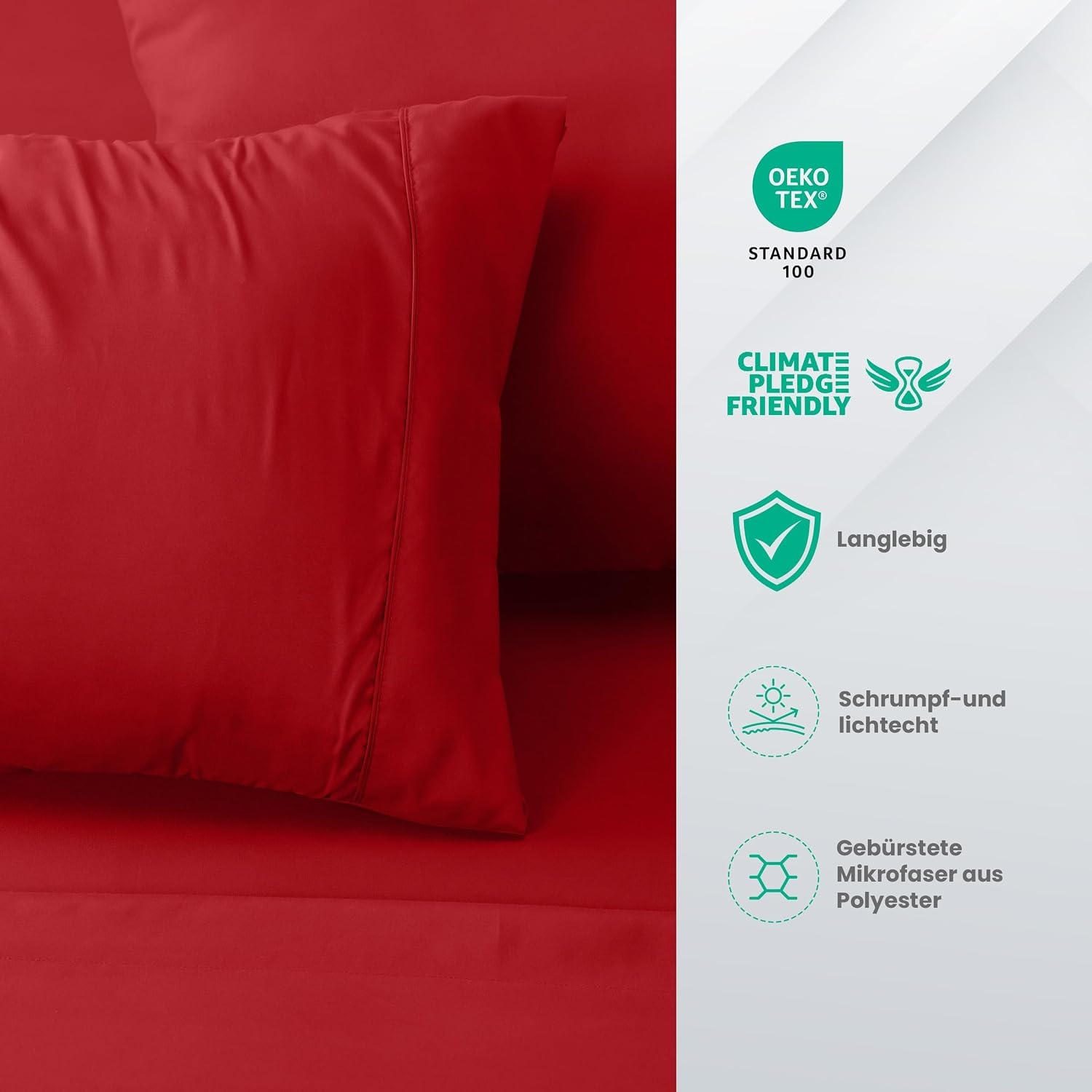 image:imageUtopia Bedding 4 Teilige Bettlaken Set 180x200cm BurgunderrotRot