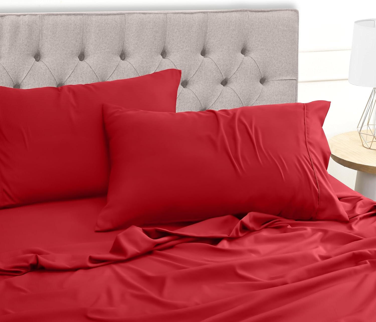 image:imageUtopia Bedding 4 Teilige Bettlaken Set 180x200cm BurgunderrotRot
