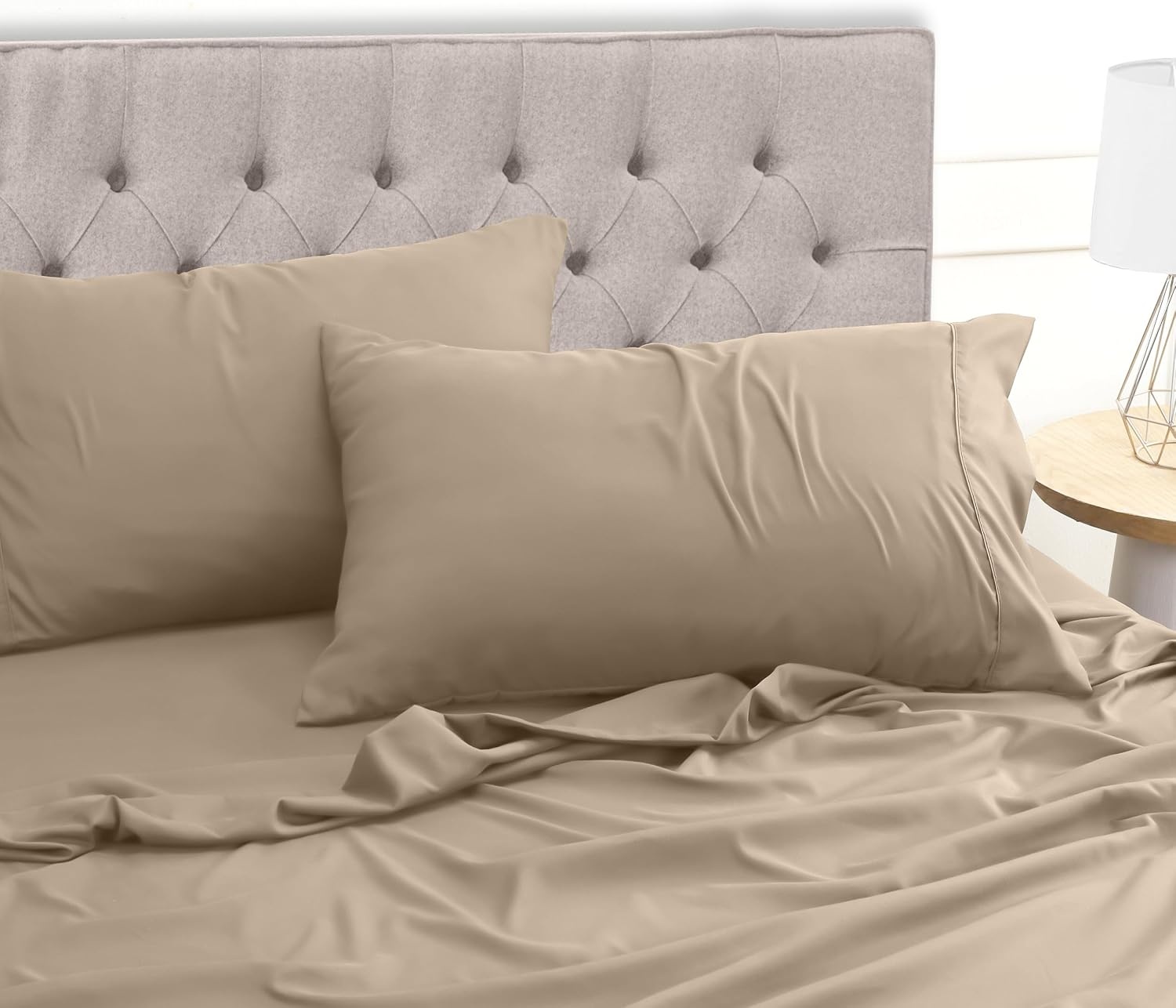 image:imageUtopia Bedding 4 Teilige Bettlaken Set 180x200cm BurgunderrotSand