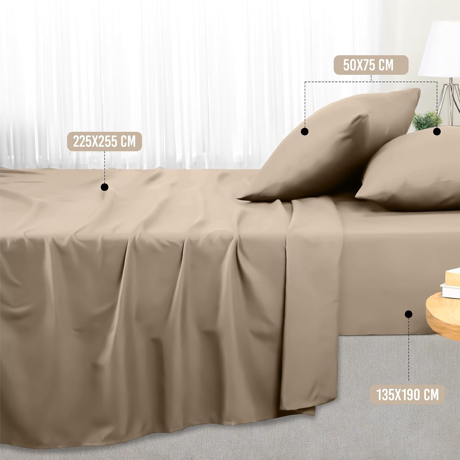 image:imageUtopia Bedding 4 Teilige Bettlaken Set 180x200cm BurgunderrotSand