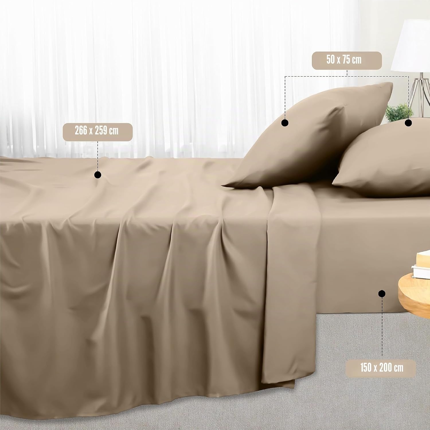 image:imageUtopia Bedding 4 Teilige Bettlaken Set 180x200cm BurgunderrotSand