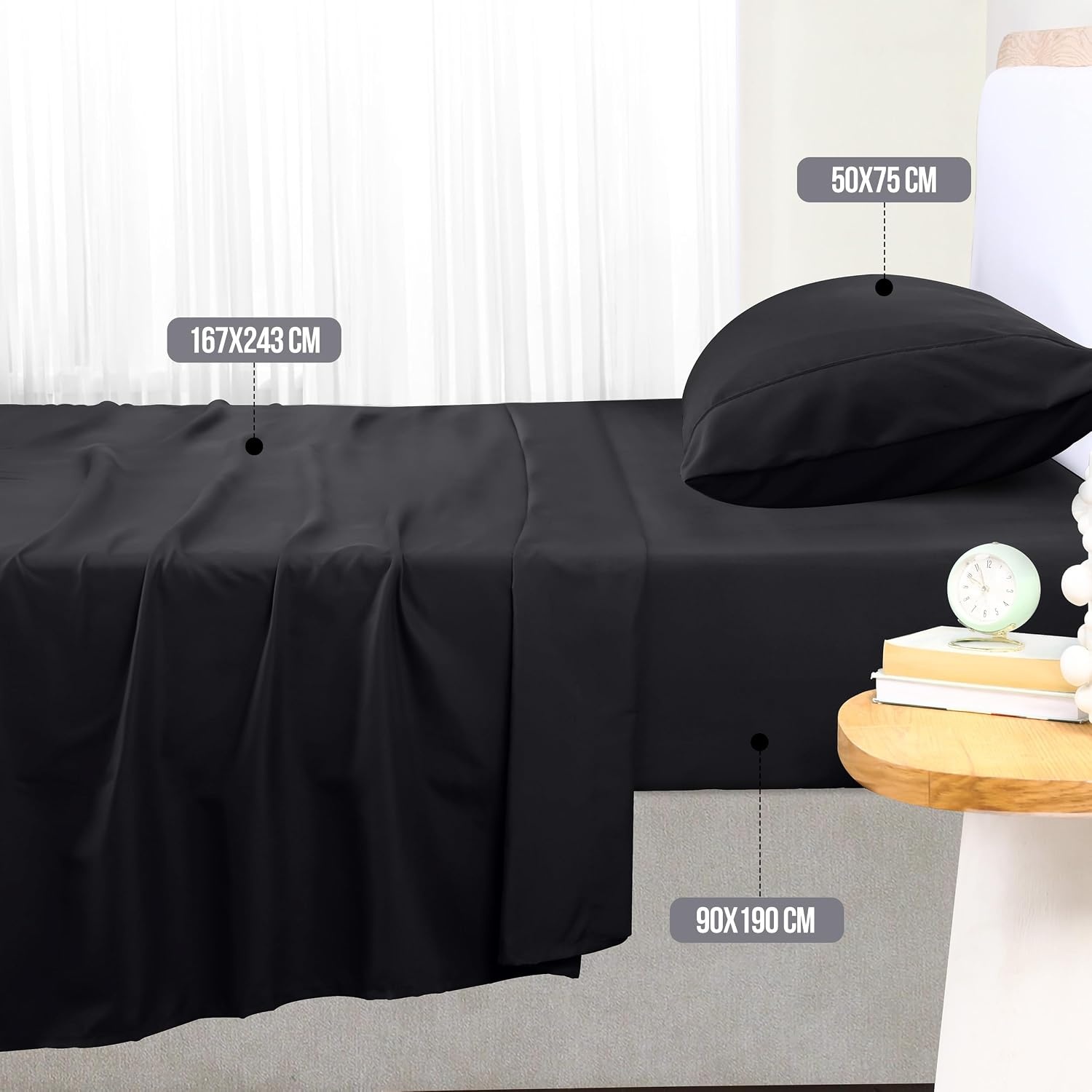 image:imageUtopia Bedding 4 Teilige Bettlaken Set 180x200cm BurgunderrotSchwarz