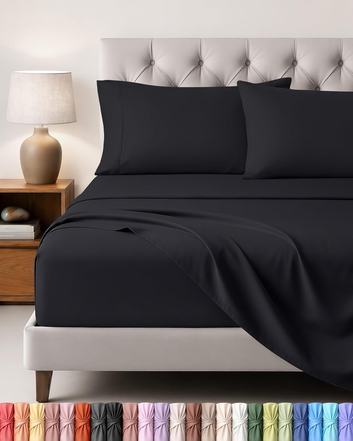 image:imageUtopia Bedding 4 Teilige Bettlaken Set 180x200cm BurgunderrotSchwarz