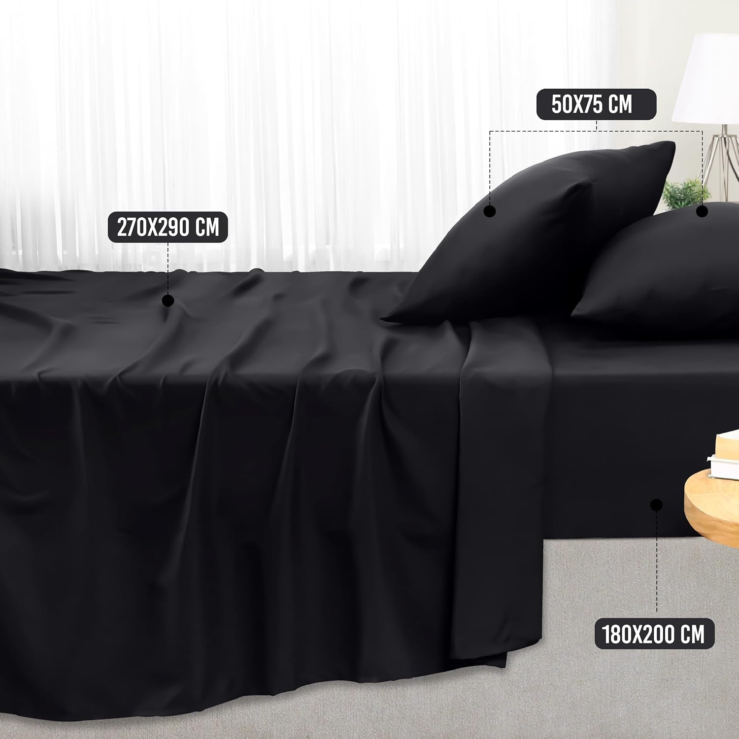 image:imageUtopia Bedding 4 Teilige Bettlaken Set 180x200cm BurgunderrotSchwarz