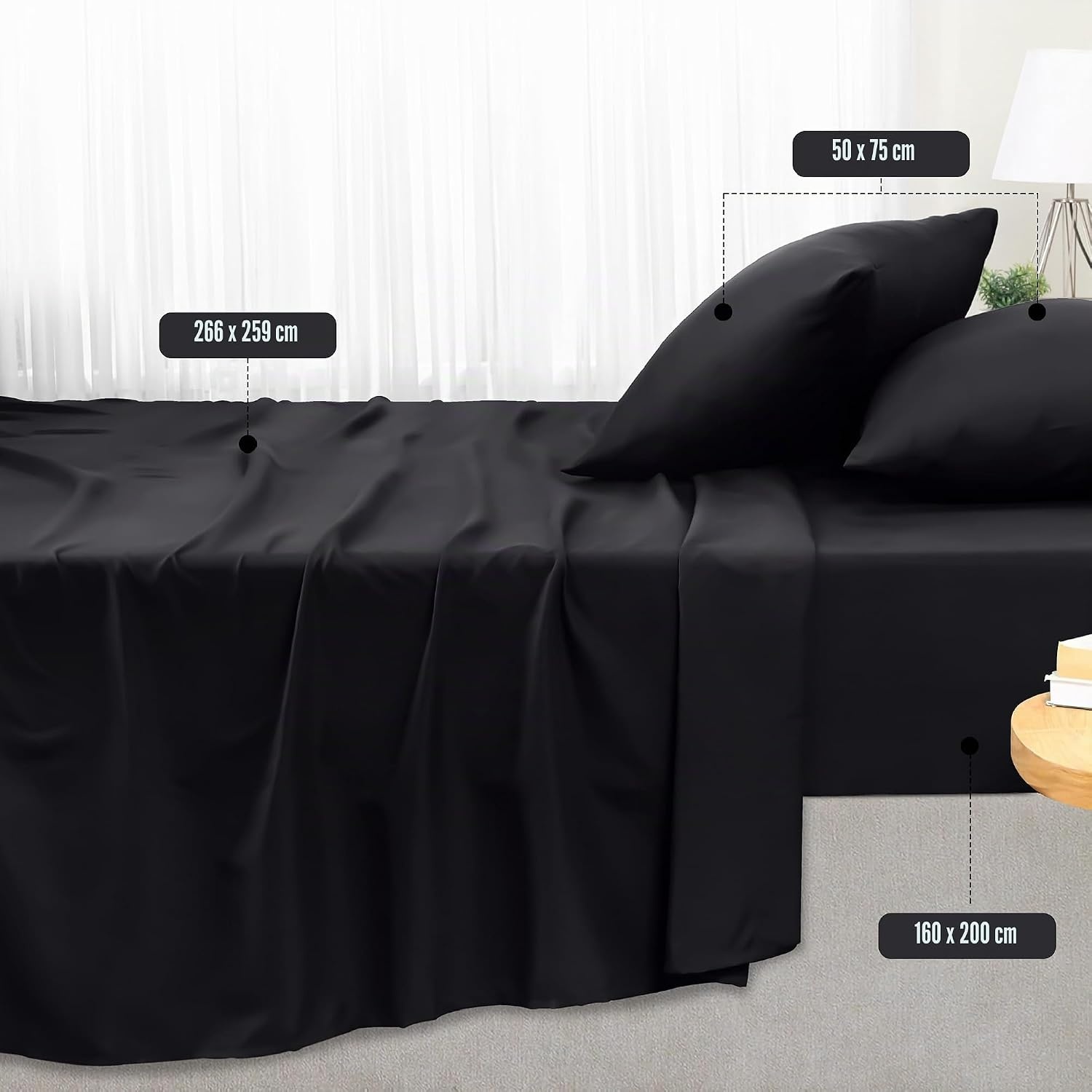 image:imageUtopia Bedding 4 Teilige Bettlaken Set 180x200cm BurgunderrotSchwarz