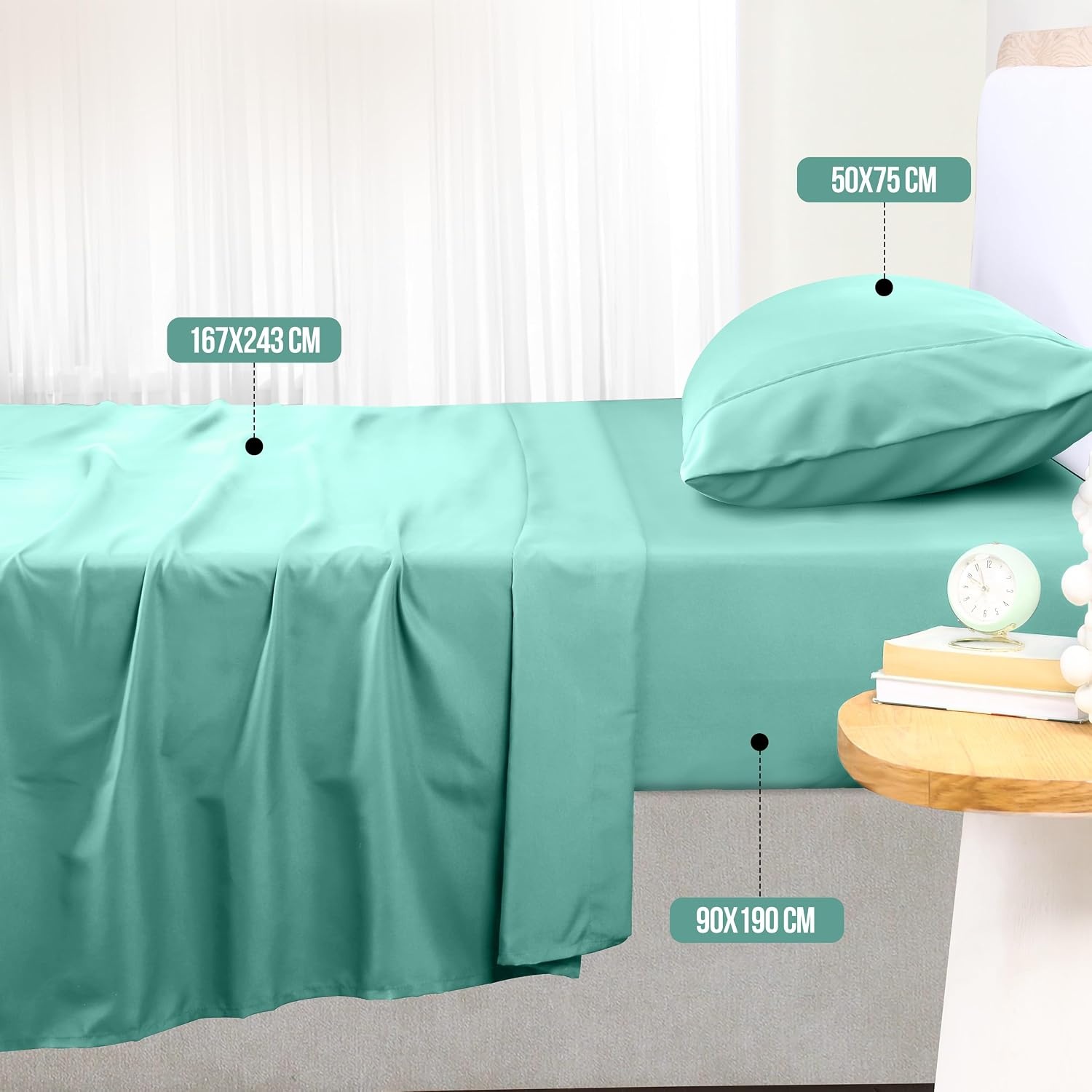image:imageUtopia Bedding 4 Teilige Bettlaken Set 180x200cm BurgunderrotSpa Blau