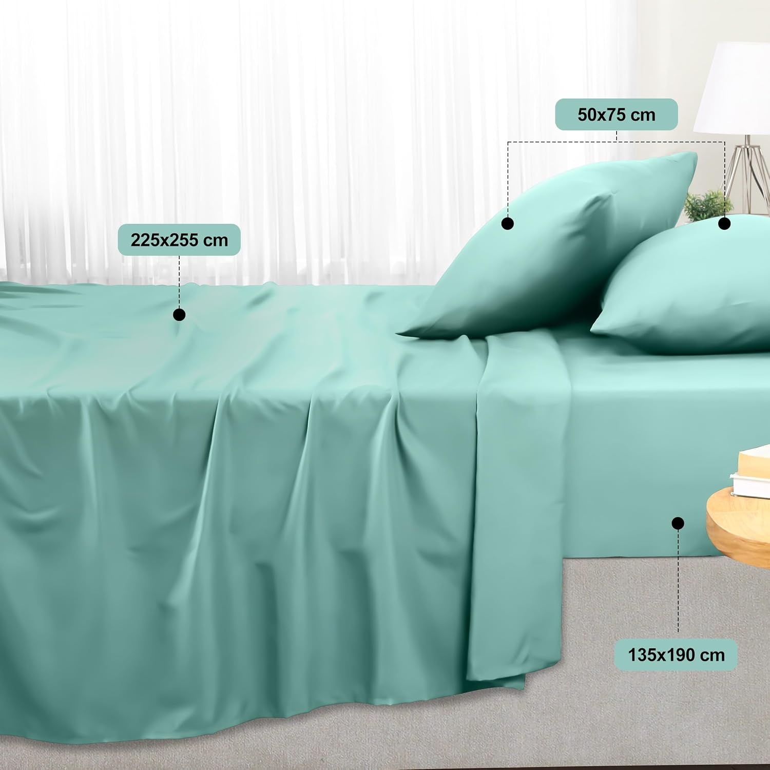 image:imageUtopia Bedding 4 Teilige Bettlaken Set 180x200cm BurgunderrotSpa Blau
