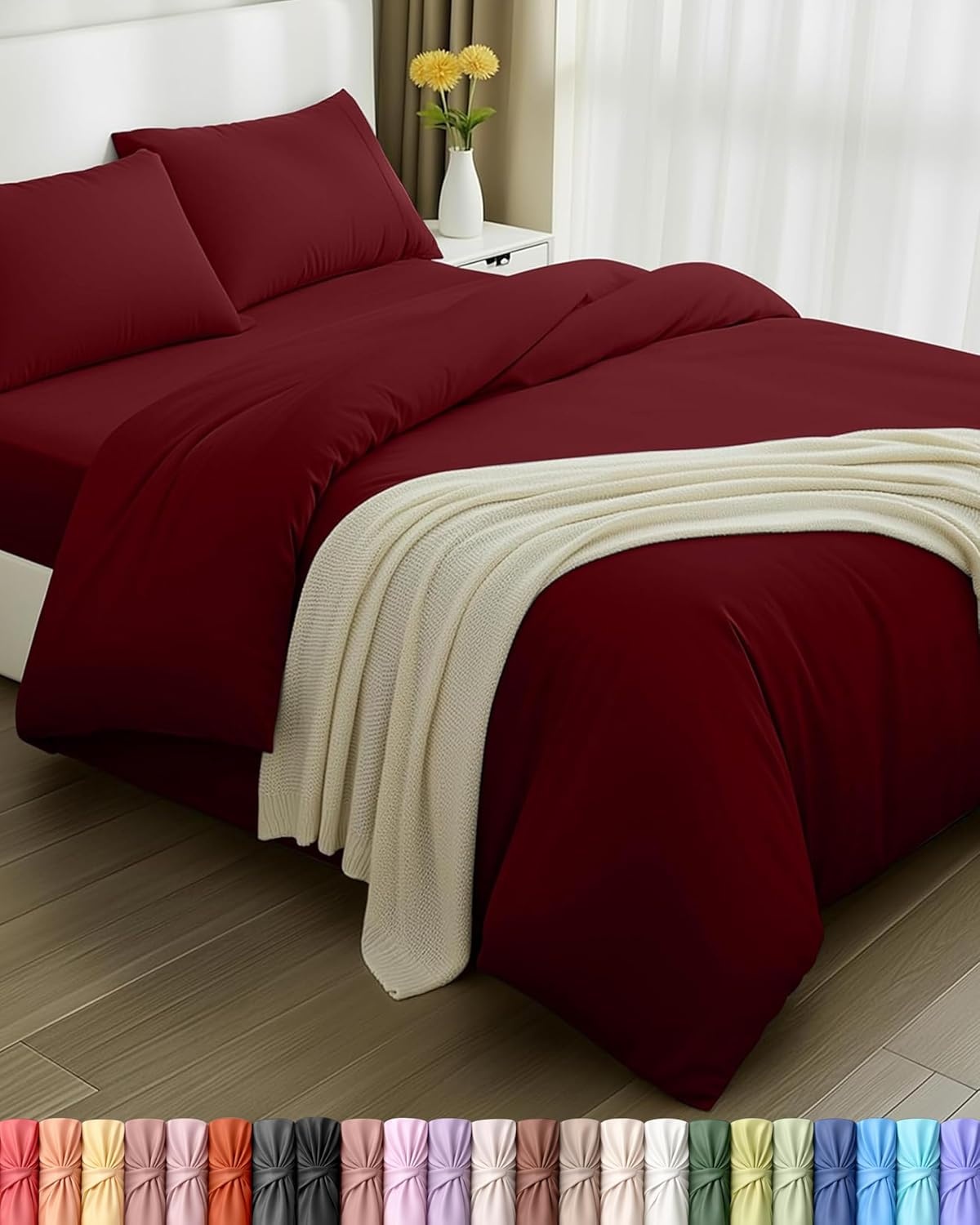image:imageUtopia Bedding 4teilig Bettwschesets BeigeBordeaux
