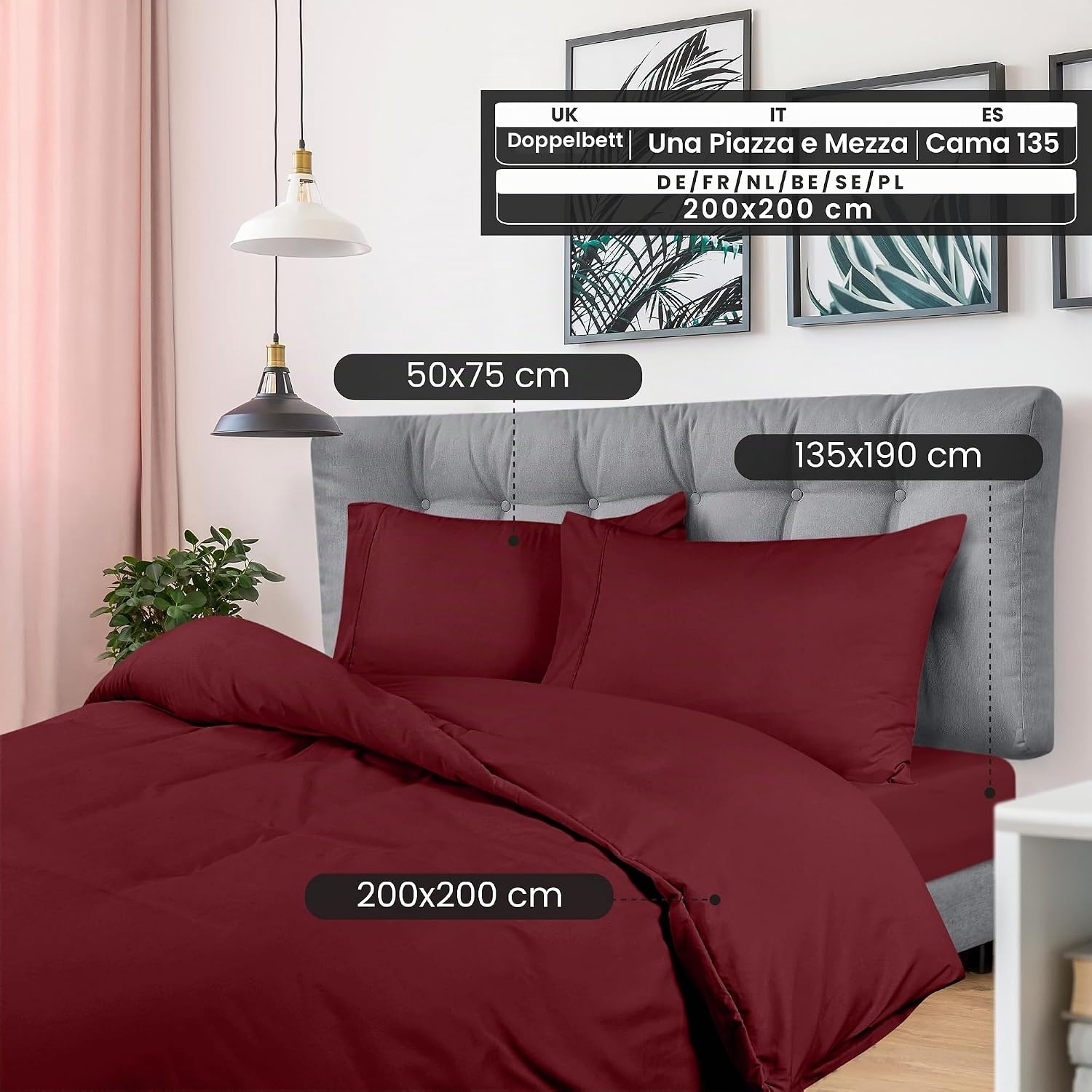 image:imageUtopia Bedding 4teilig Bettwschesets BeigeBordeaux