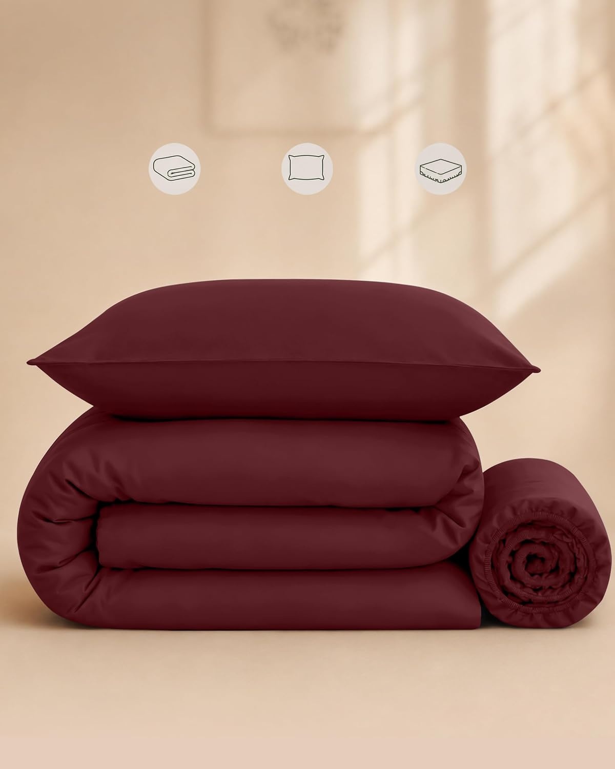 image:imageUtopia Bedding 4teilig Bettwschesets BeigeBordeaux