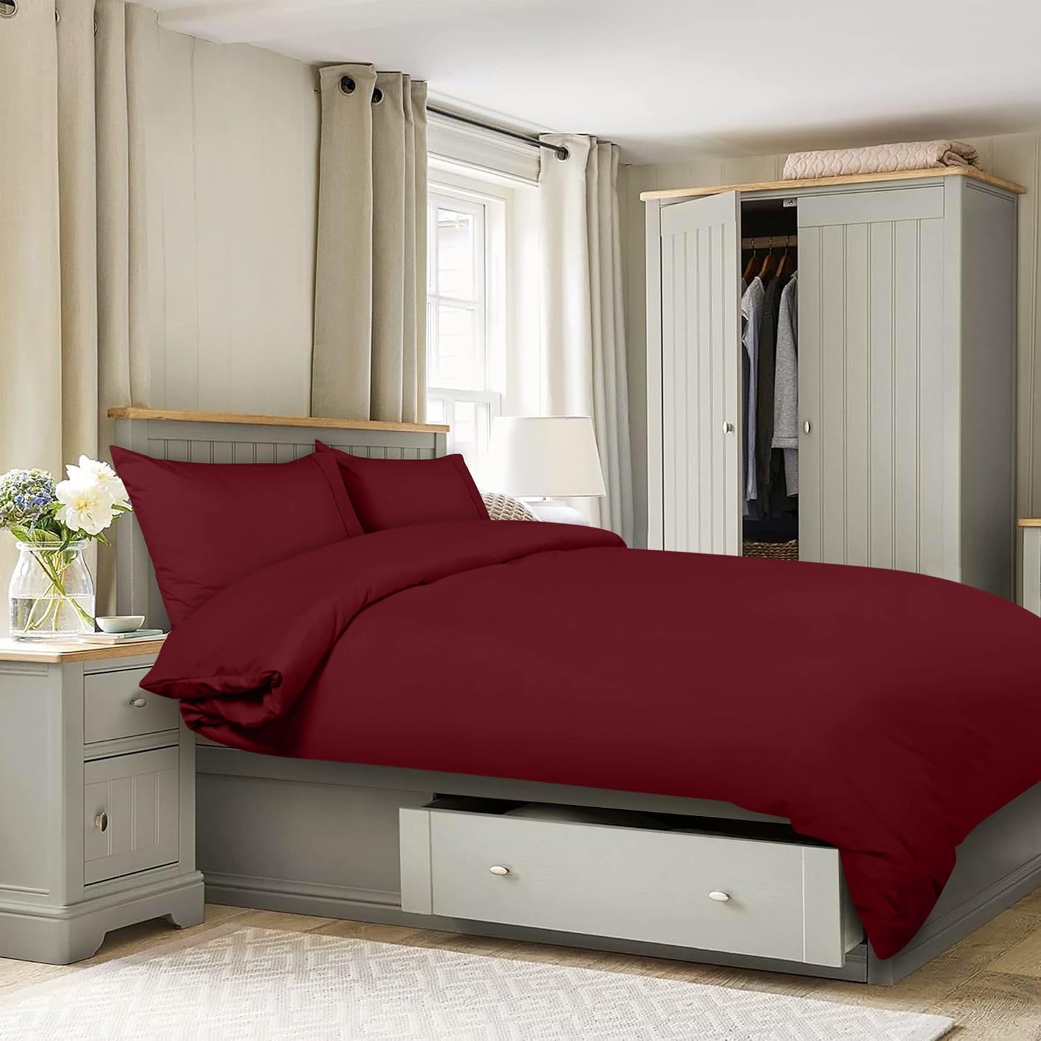 image:imageUtopia Bedding 4teilig Bettwschesets BeigeBordeaux