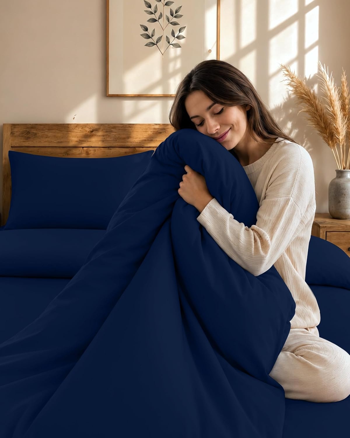 image:imageUtopia Bedding 4teilig Bettwschesets BeigeMarine Blau