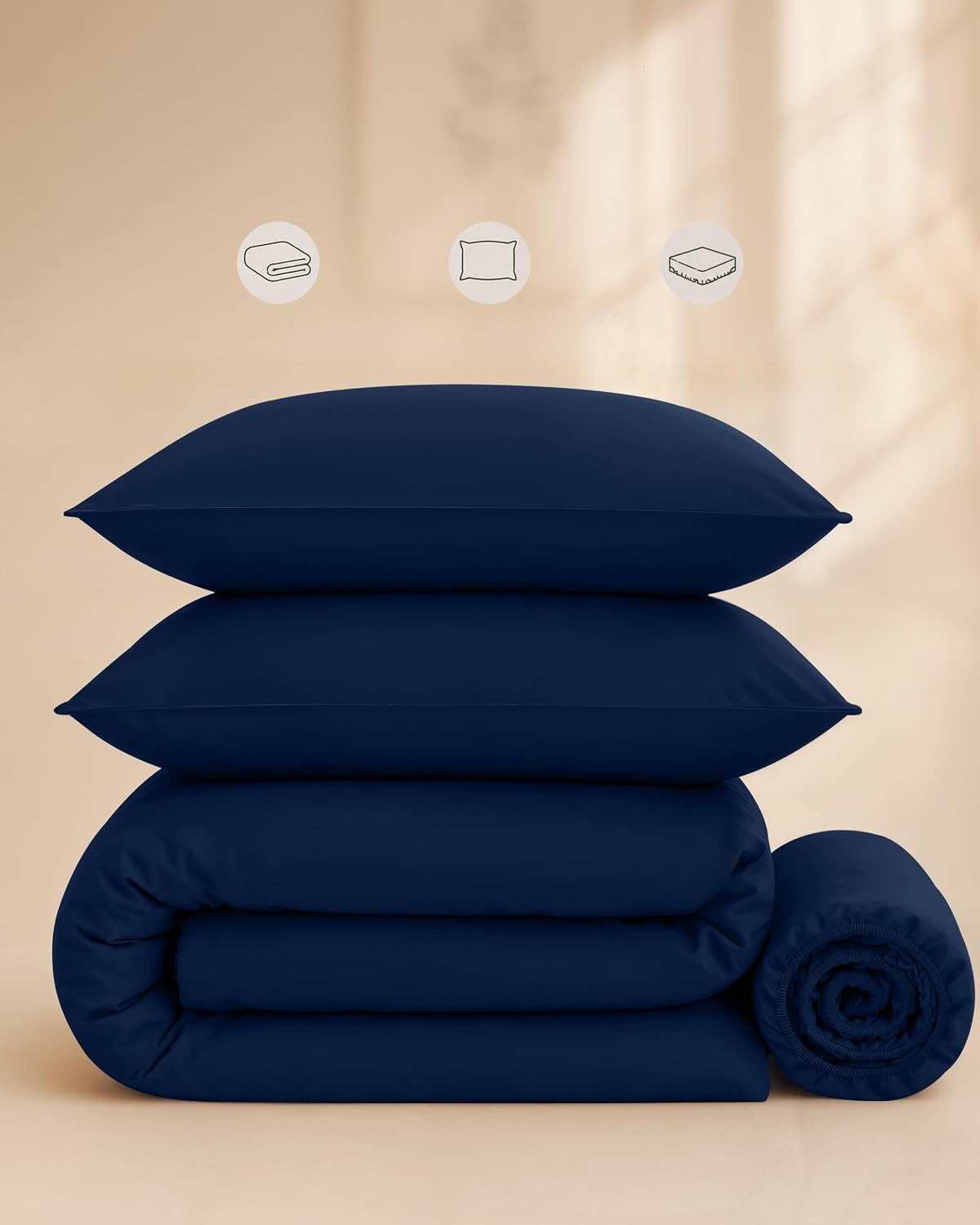 image:imageUtopia Bedding 4teilig Bettwschesets BeigeMarine Blau