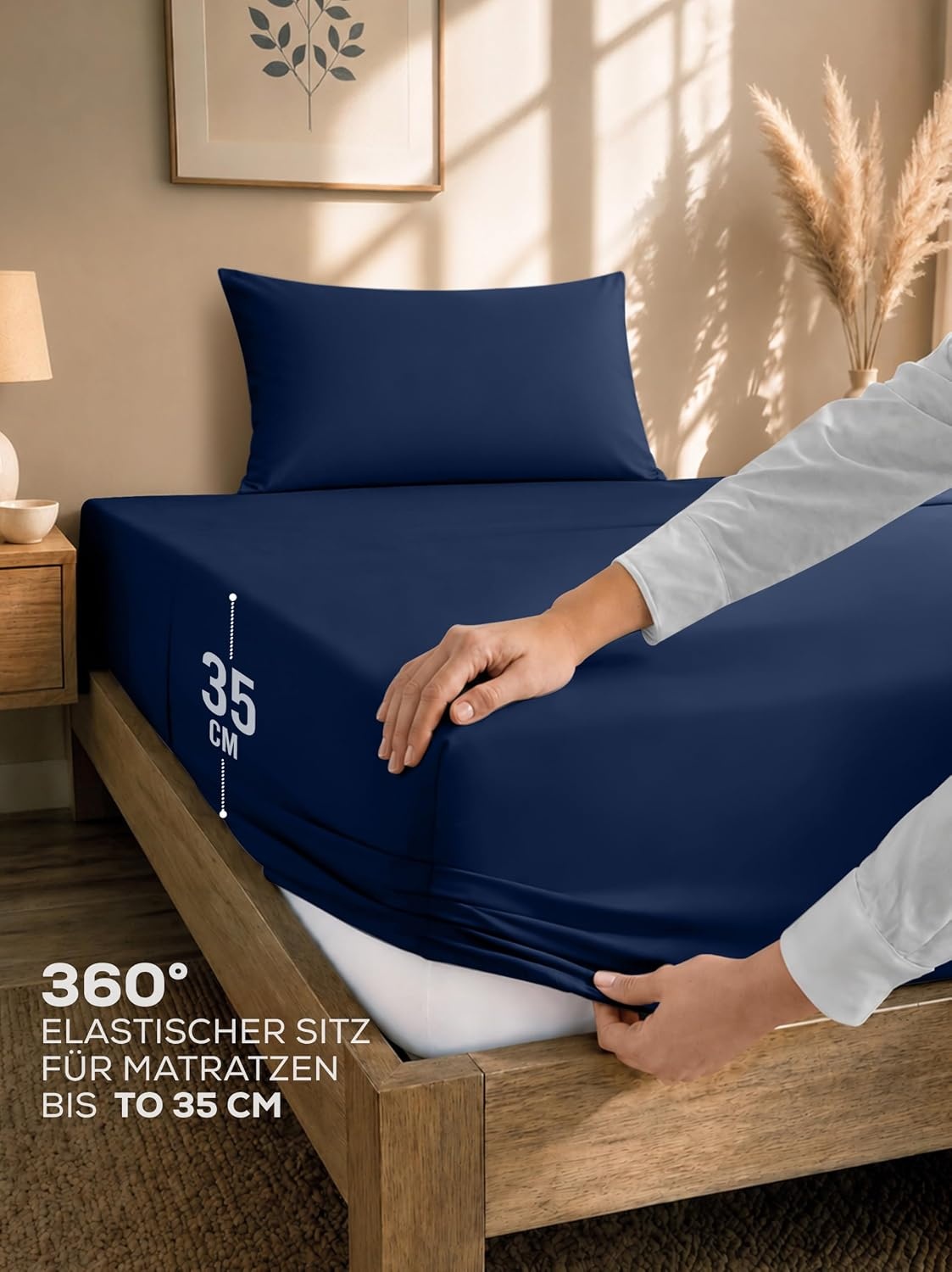 image:imageUtopia Bedding 4teilig Bettwschesets BeigeMarineblau