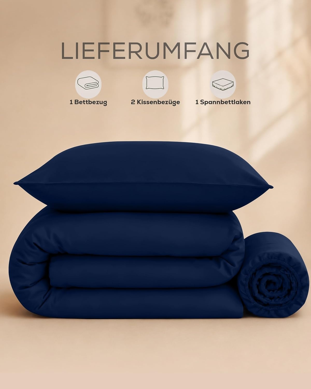 image:imageUtopia Bedding 4teilig Bettwschesets BeigeMarineblau