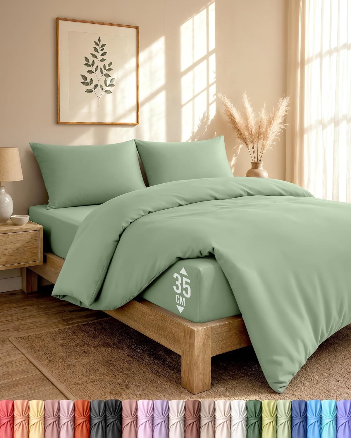 image:imageUtopia Bedding 4teilig Bettwschesets BeigeSalbeigrn