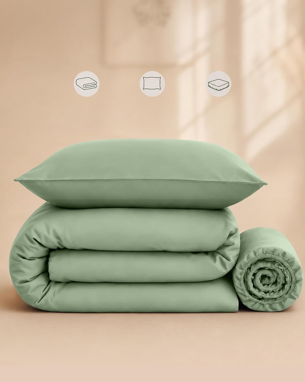 image:imageUtopia Bedding 4teilig Bettwschesets BeigeSalbeigrn