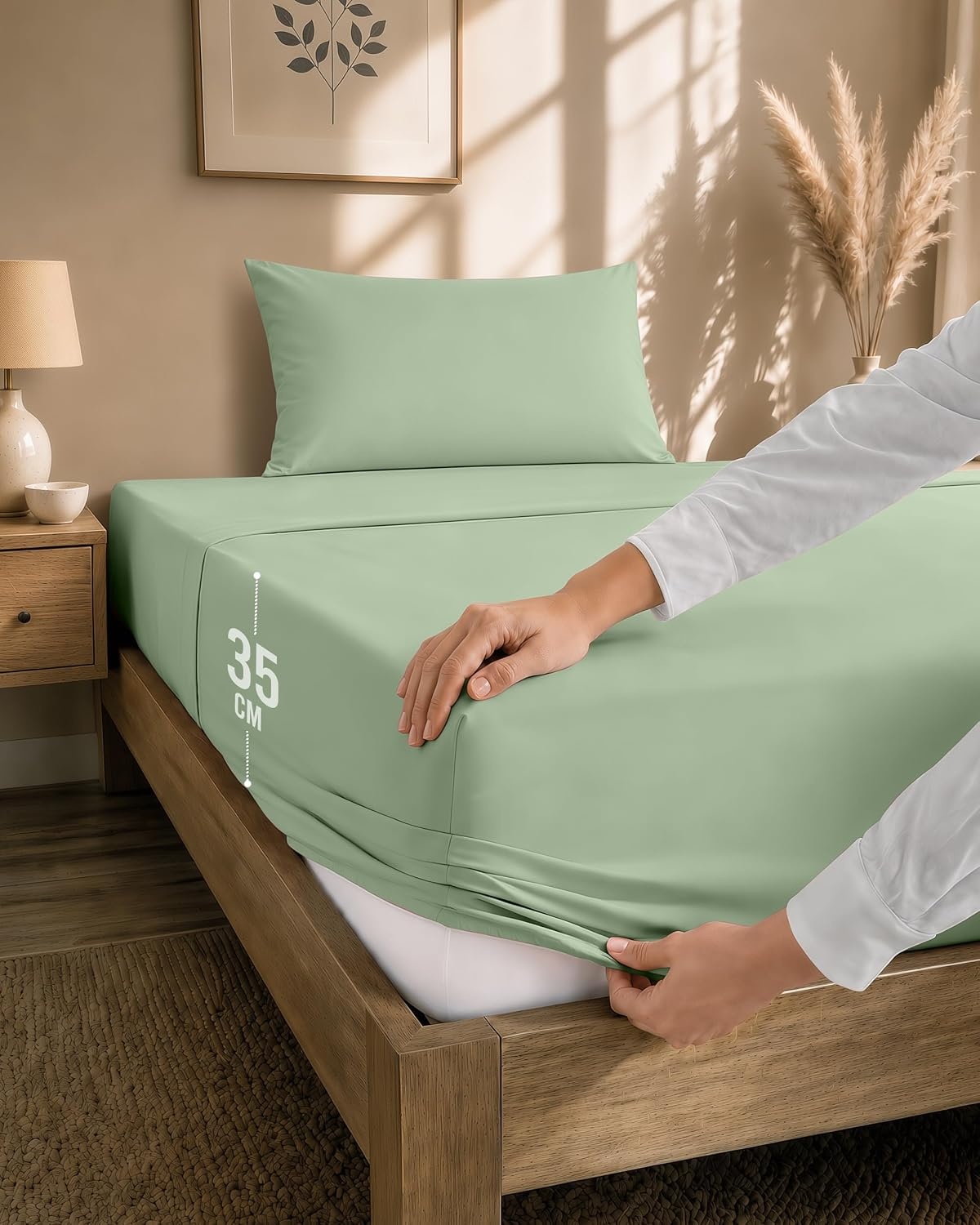 image:imageUtopia Bedding 4teilig Bettwschesets BeigeSalbeigrn