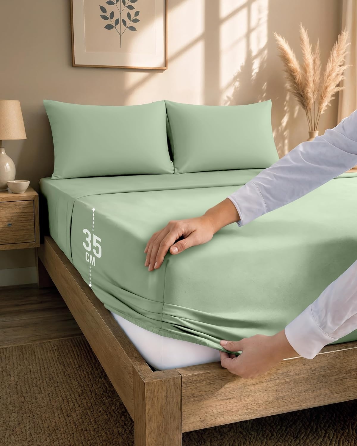 image:imageUtopia Bedding 4teilig Bettwschesets BeigeSalbeigrn
