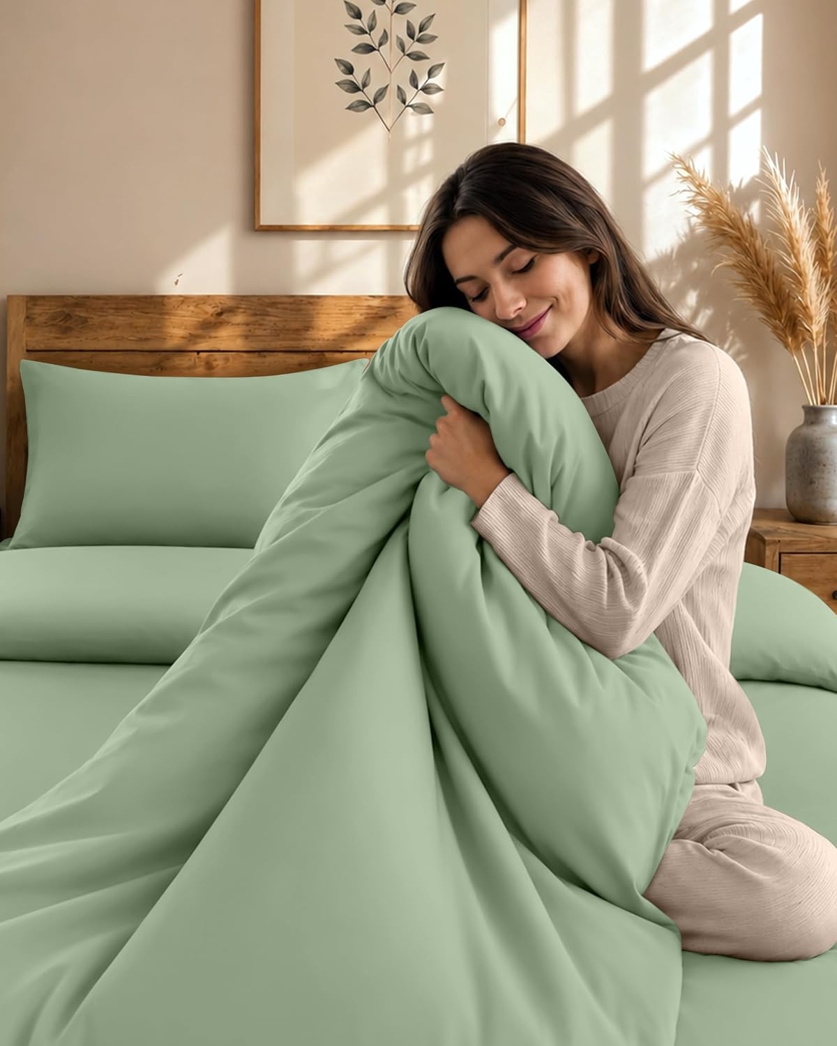 image:imageUtopia Bedding 4teilig Bettwschesets BeigeSalbeigrn