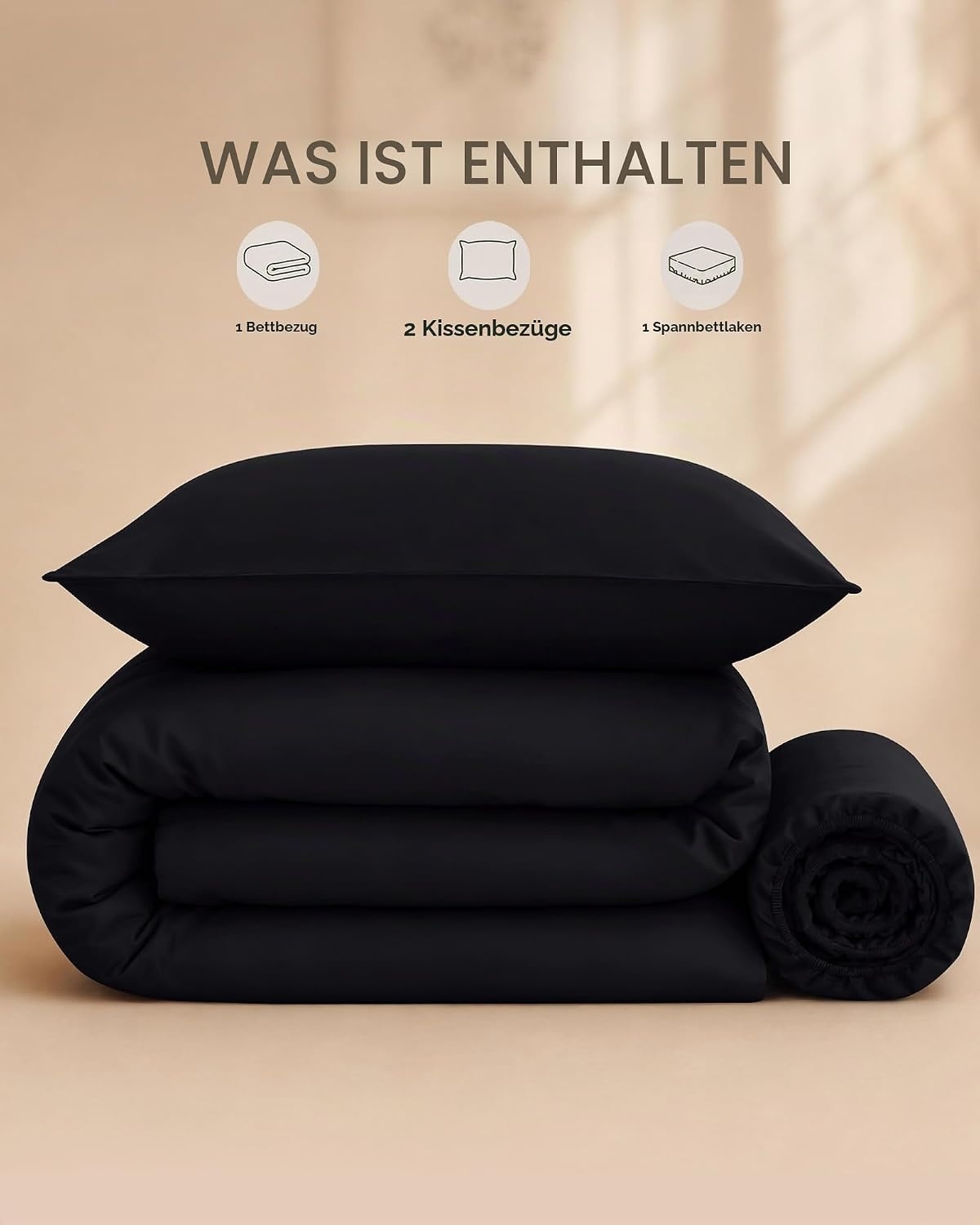 image:imageUtopia Bedding 4teilig Bettwschesets BeigeSchwarz