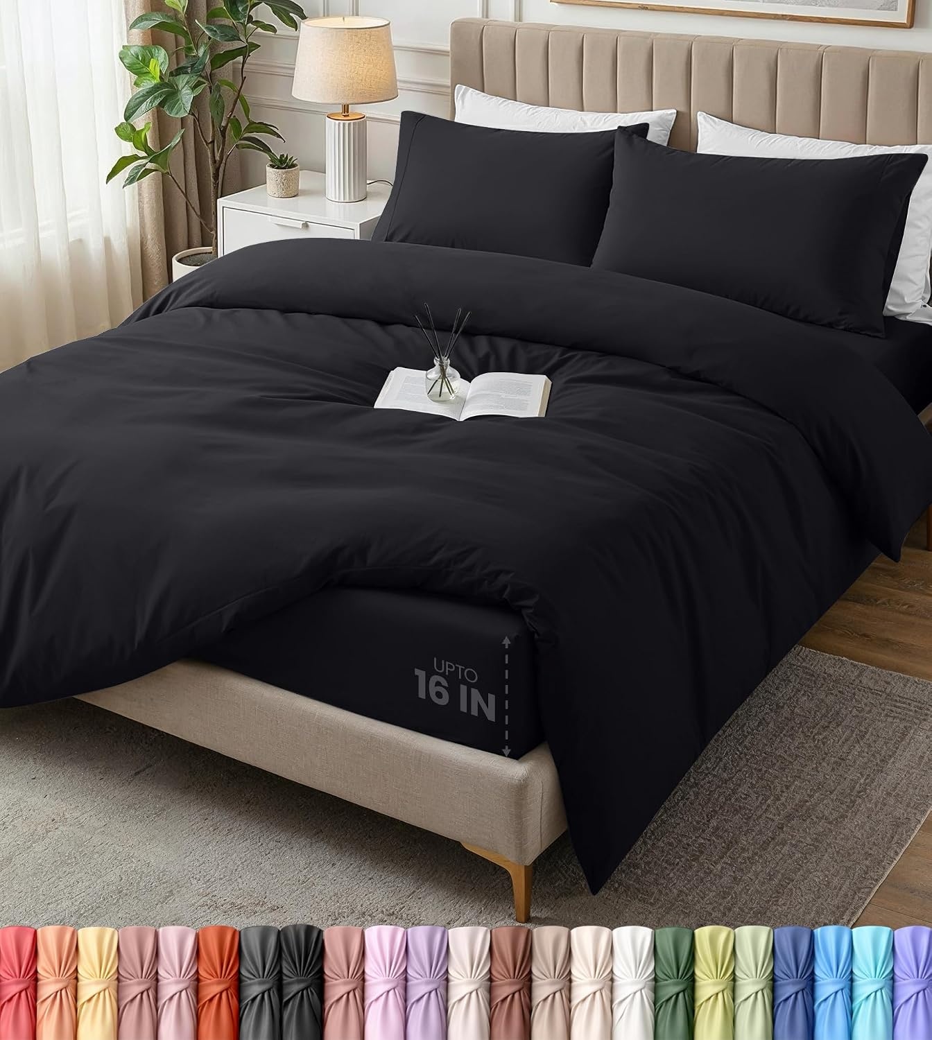 image:imageUtopia Bedding 4teilig Bettwschesets BeigeSchwarz